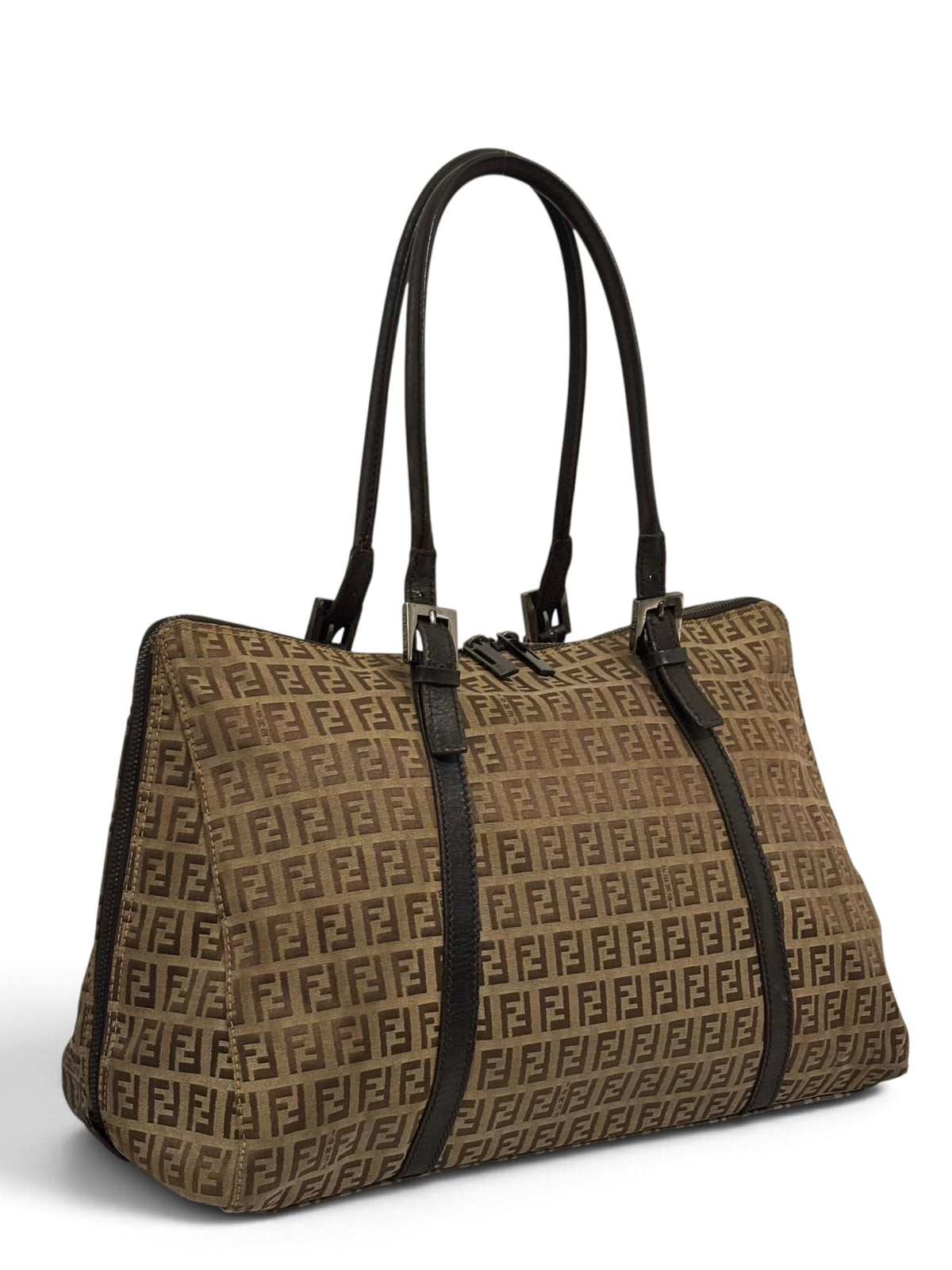 Vintage Fendi Zucca Bag FF Monogram Tote In Brown