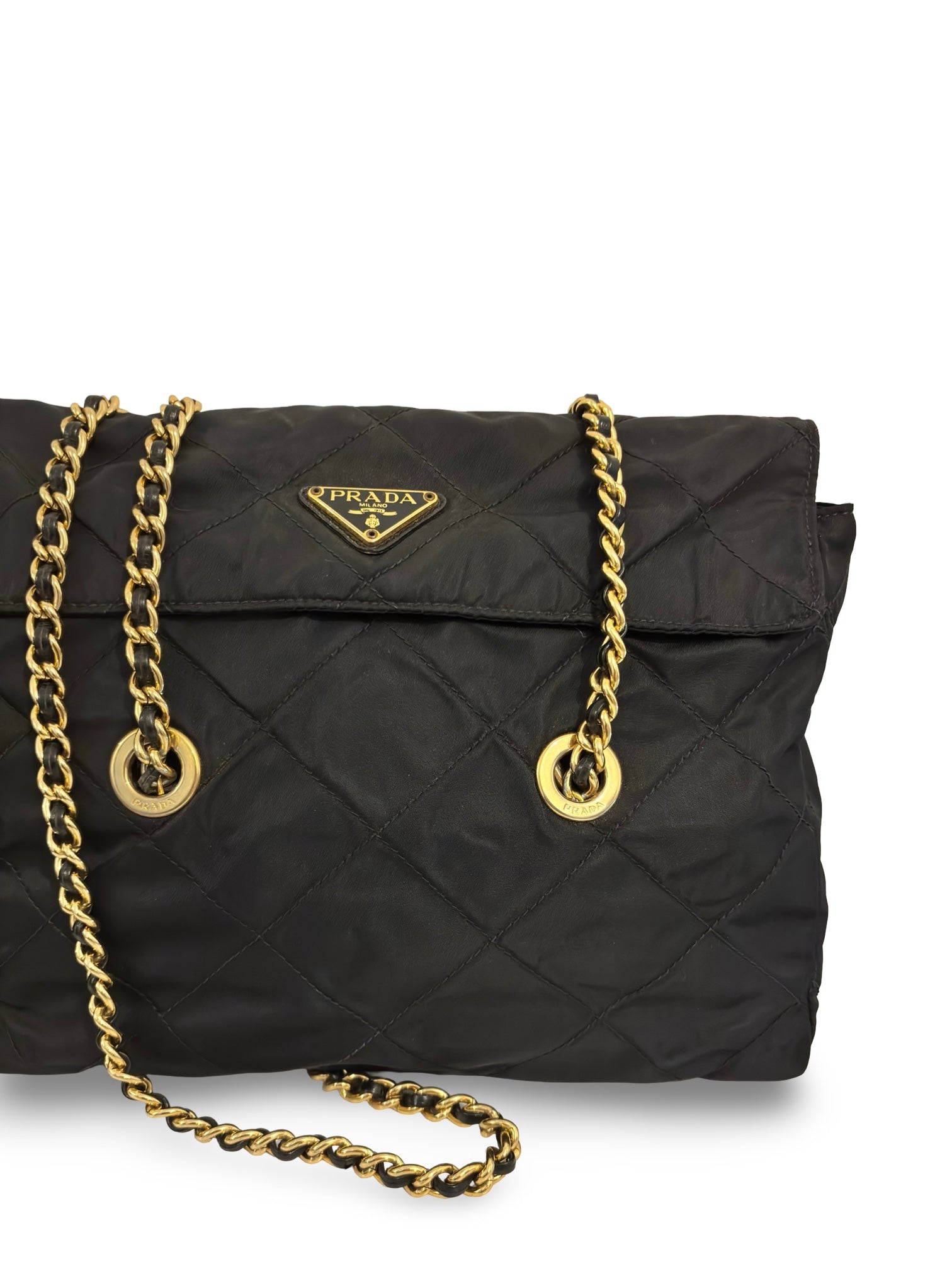 Prada Nylon Black Tessuto Quilted Chain Shoulder / Crossbody
Bag