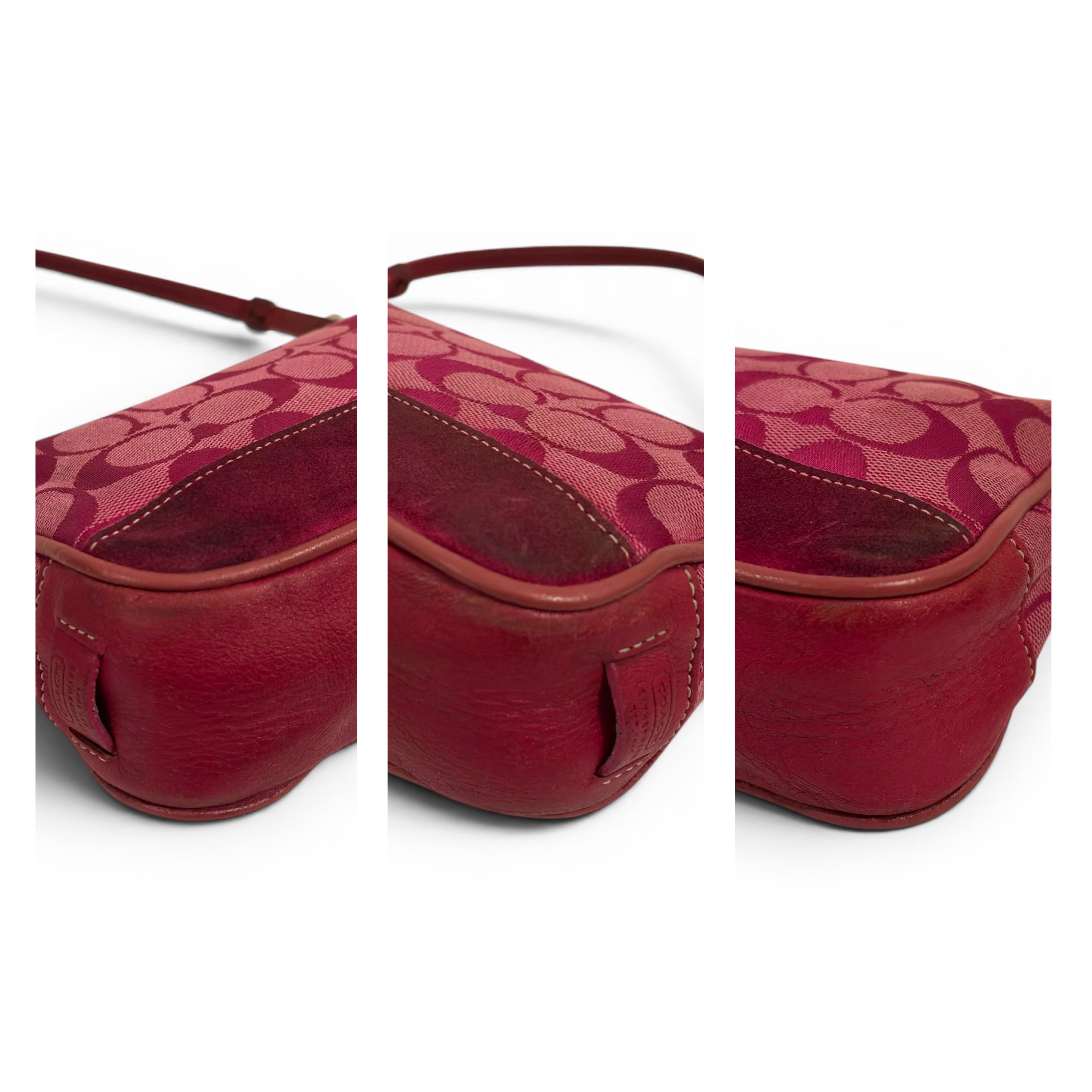 Coach Demi Pink (Berry) Mini Canvas / Suede &
Leather Rare Colourway Vintage 6094 Shoulder Bag