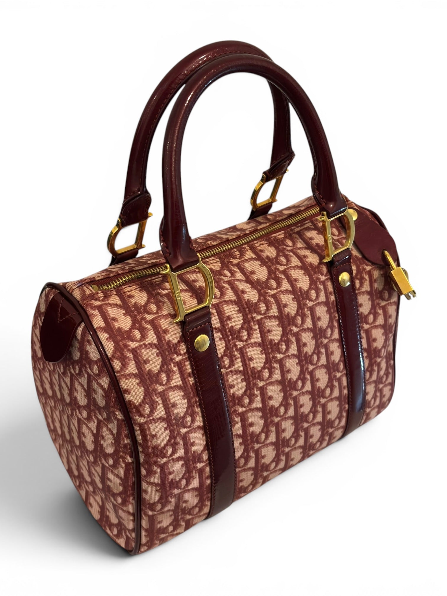 Christian Dior Rare Red / Burgundy Diorissimo
Trotter Lock & Key Vintage Boston Shoulder Bag
