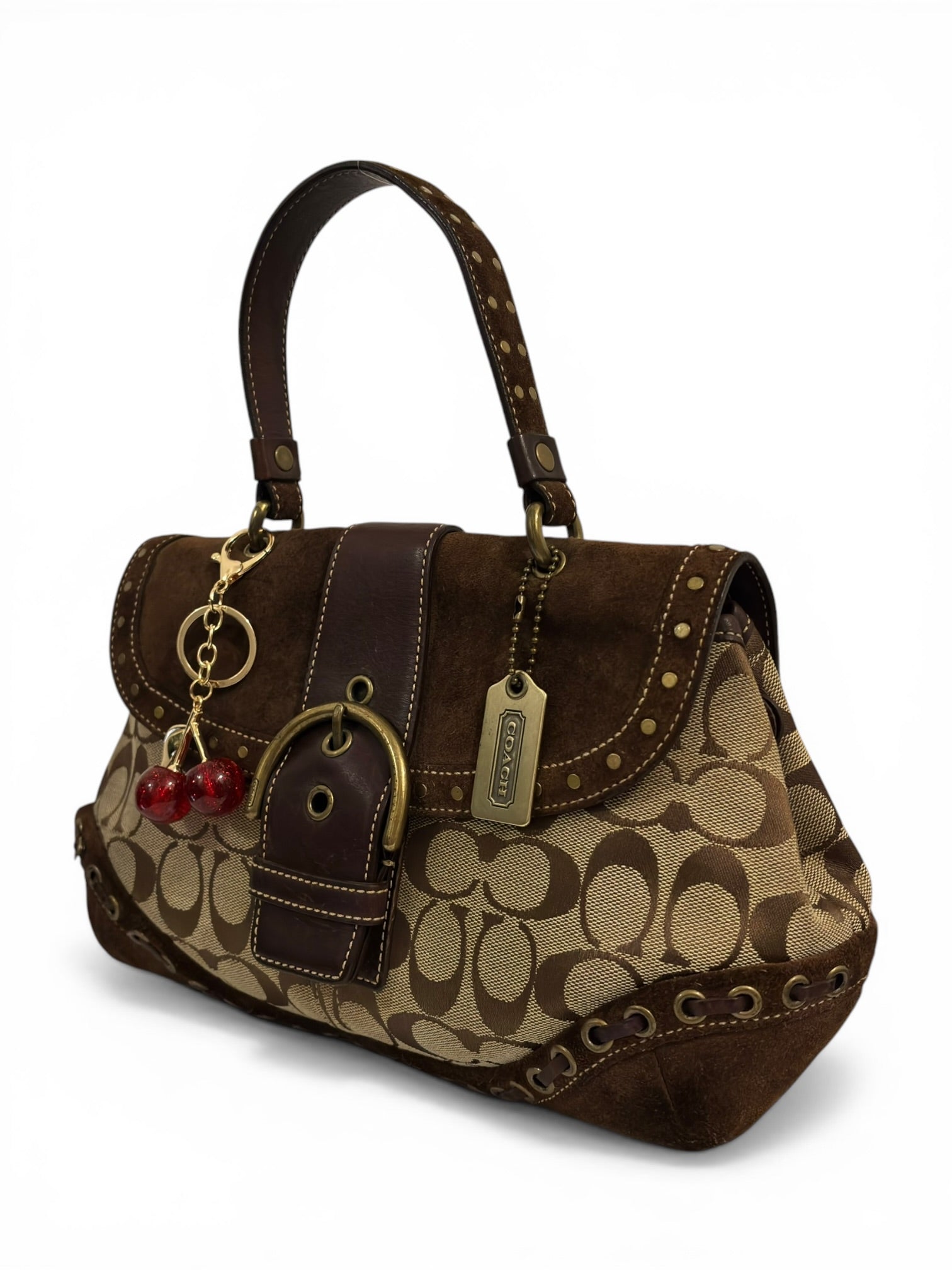 Coach Signature Soho Brown Canvas & Suede
Buckle Handbag F04J-7059
