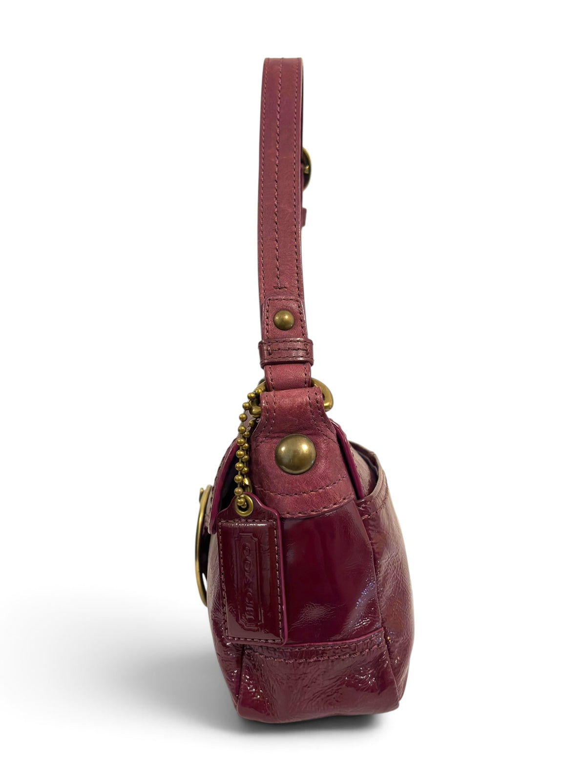 Vintage Coach Soho Bag Bleecker 12372 In Patent Leather Burgundy