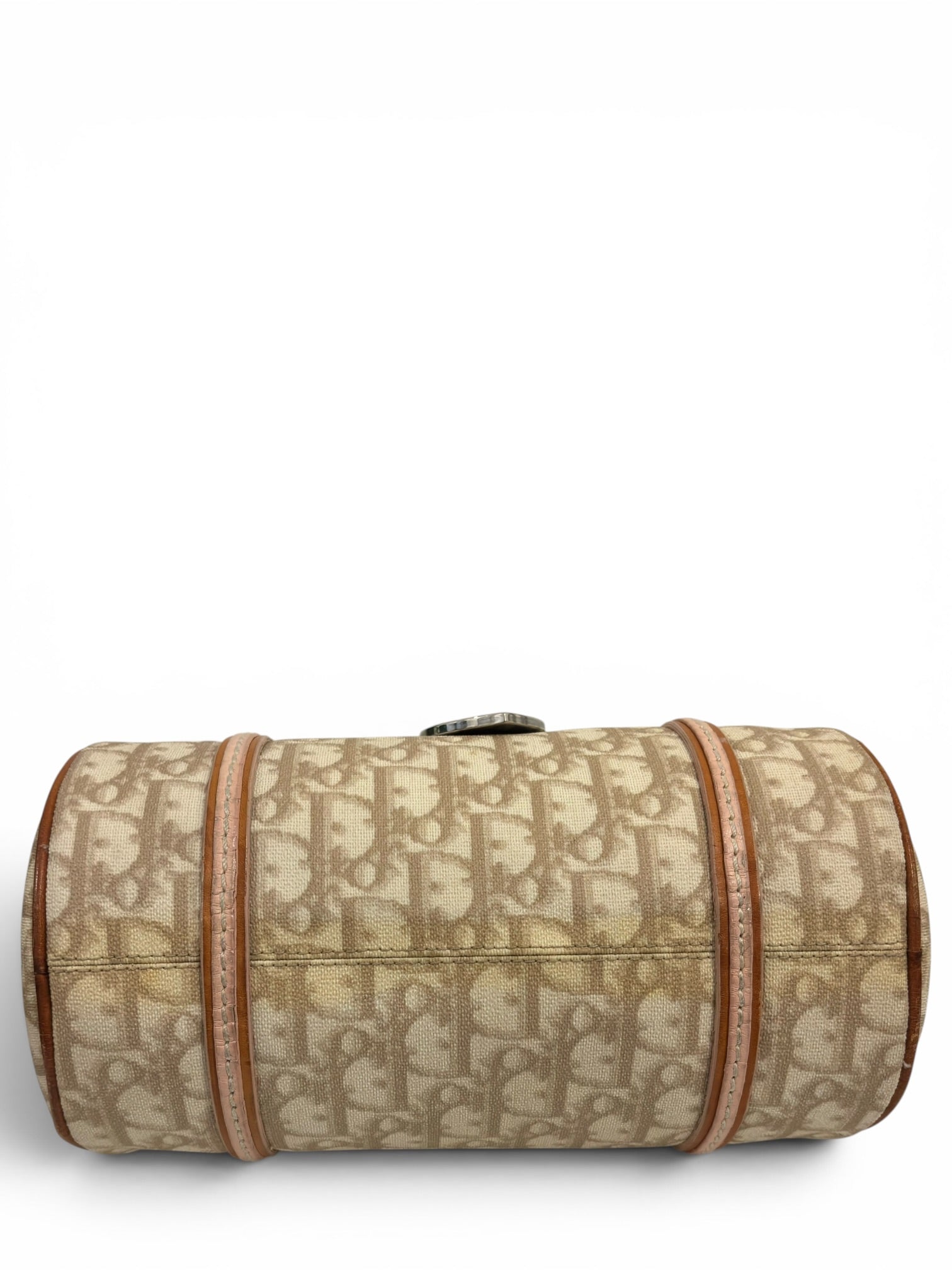 Christian Dior Rare Romantique Trotter Barrel Pink & Brown Heart Charm Galliano Vintage Shoulder Bag