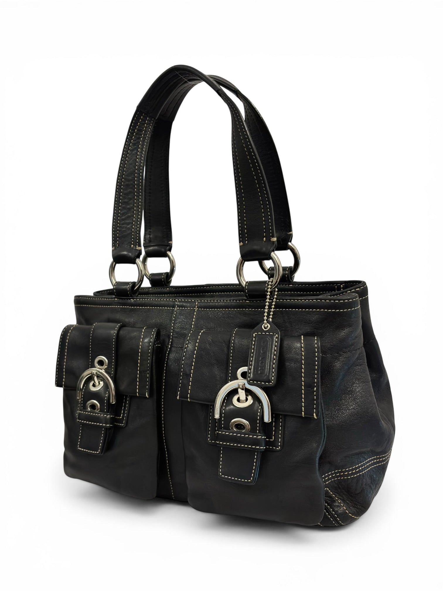 Coach Black Soho Double Pocket Leather 8A09 Tote Shoulder Bag