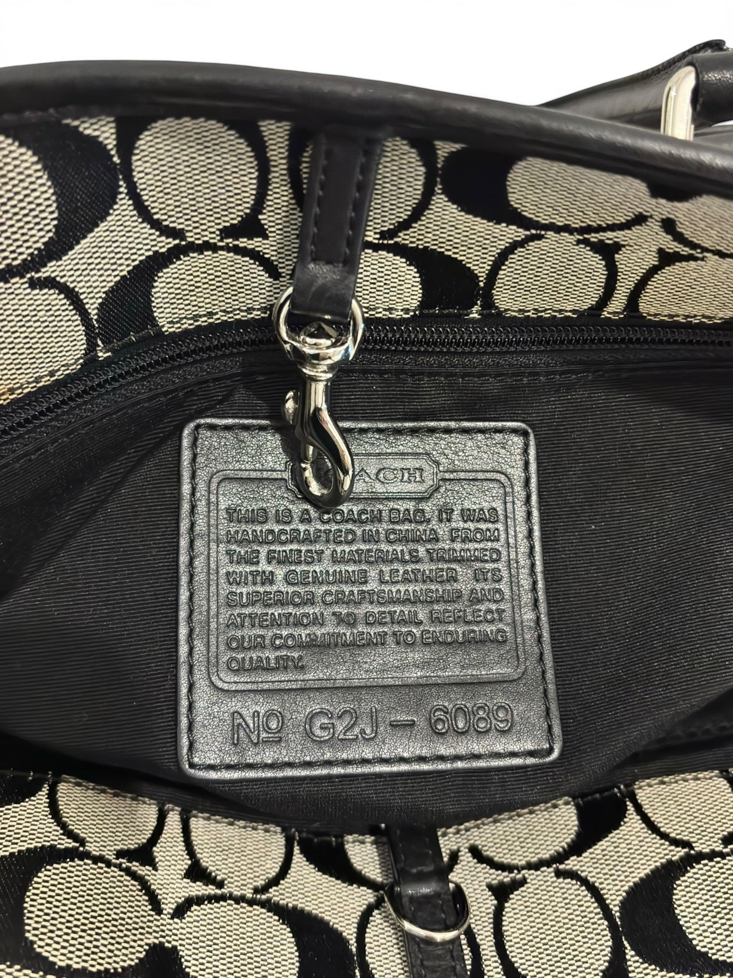 Coach Black & Grey Signature Canvas & Leather Tote Shoulder Bag