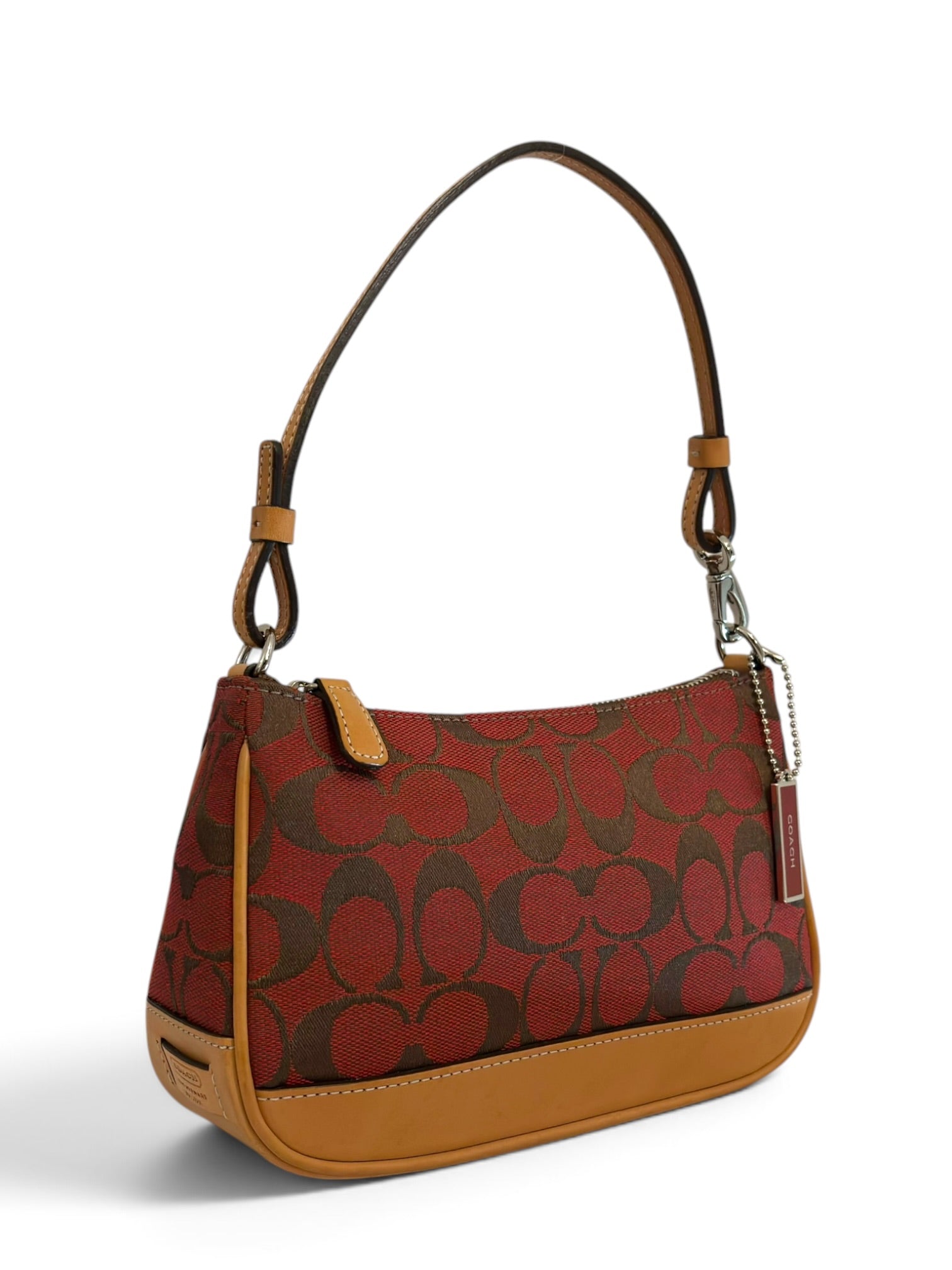 Vintage Coach Demi Bag Red Signature Canvas Shoulder Bag G1J-6094