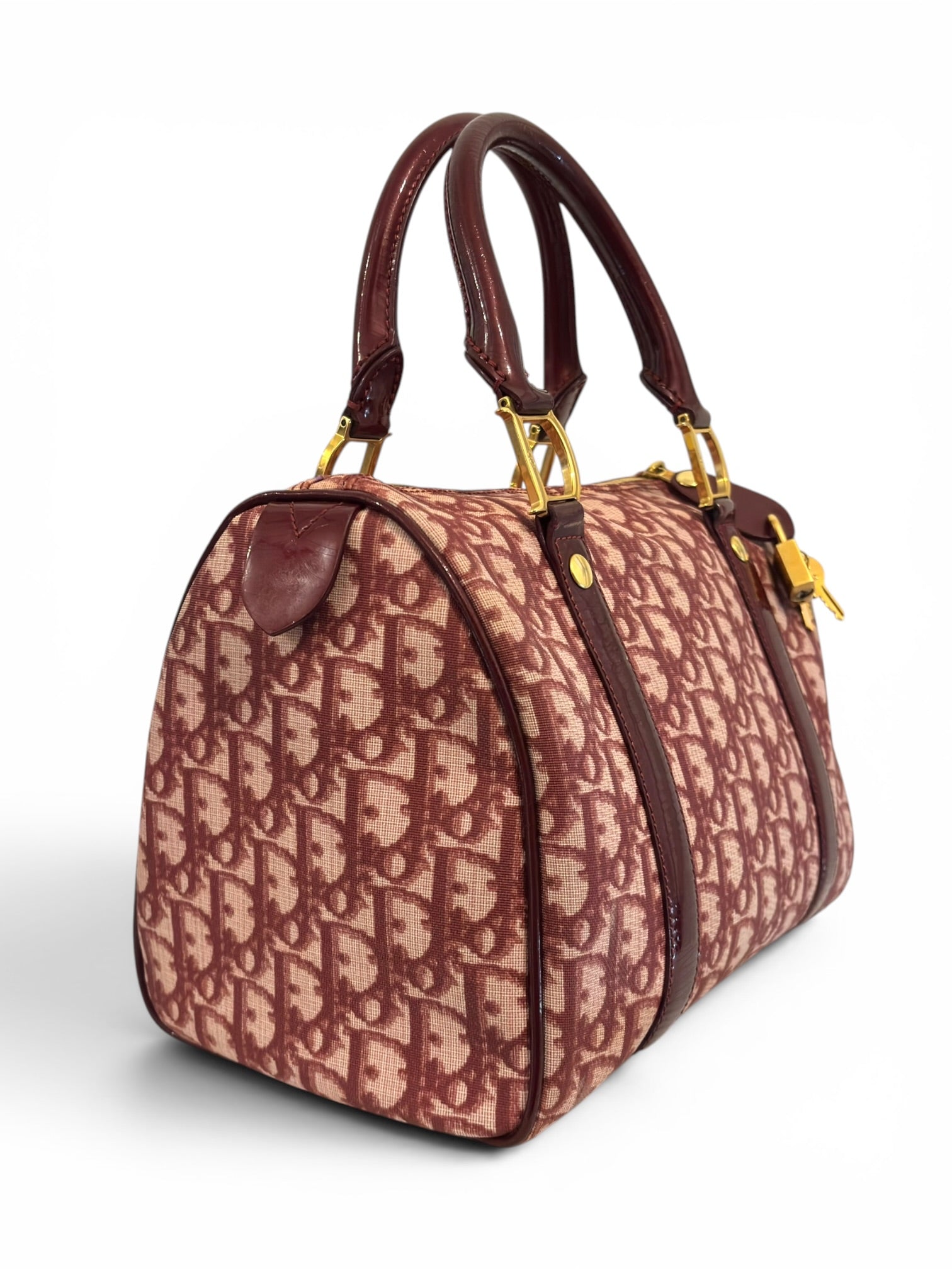 Christian Dior Rare Red / Burgundy Diorissimo
Trotter Lock & Key Vintage Boston Shoulder Bag