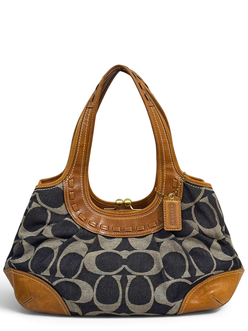 Vintage Coach Ergo Bag 12747 In Signature Pleated Denim