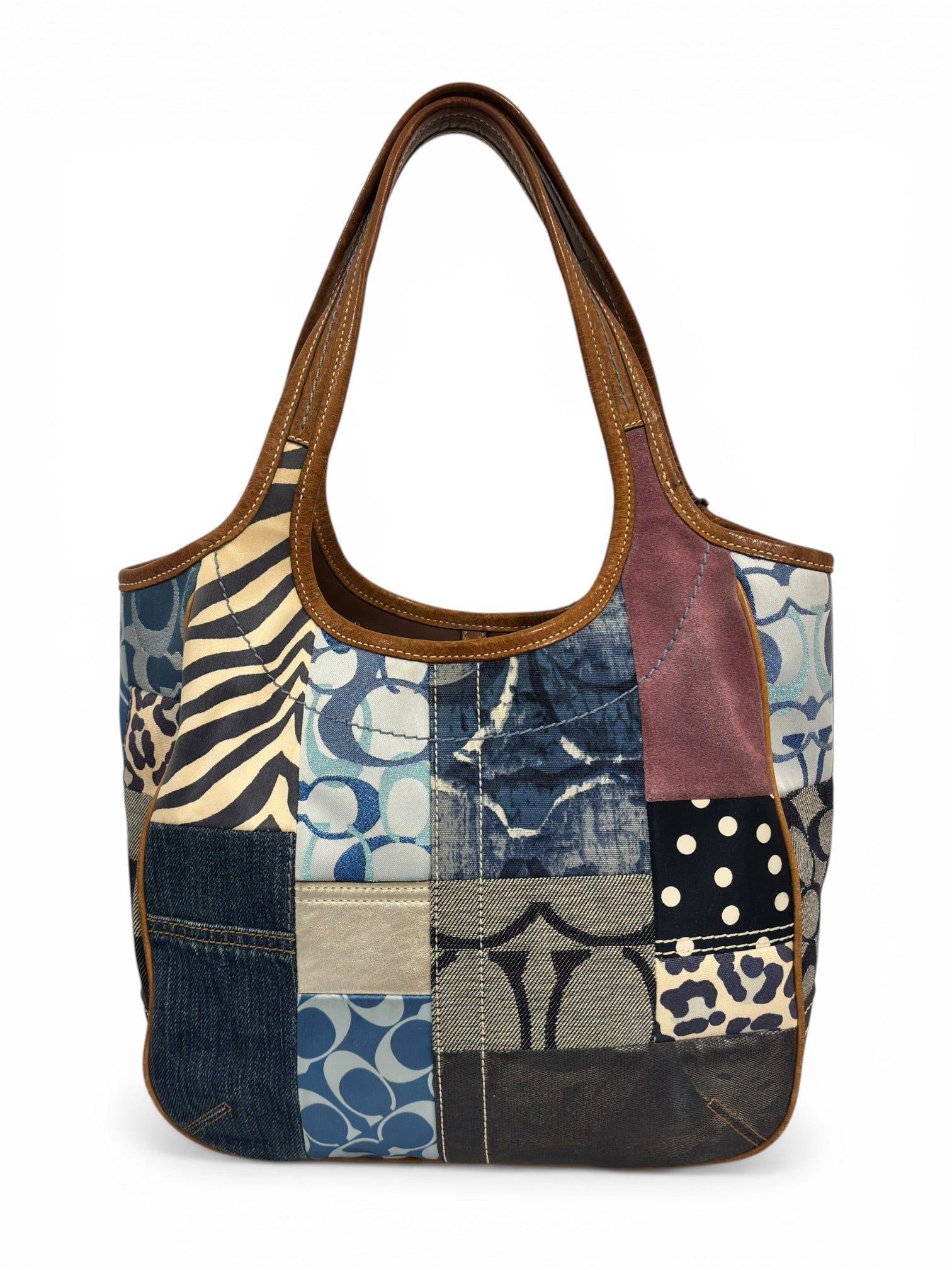 Coach Rare Denim Ergo LE Patchwork Blue Purple Suede & Leather Zebra Hobo Shoulder Bag