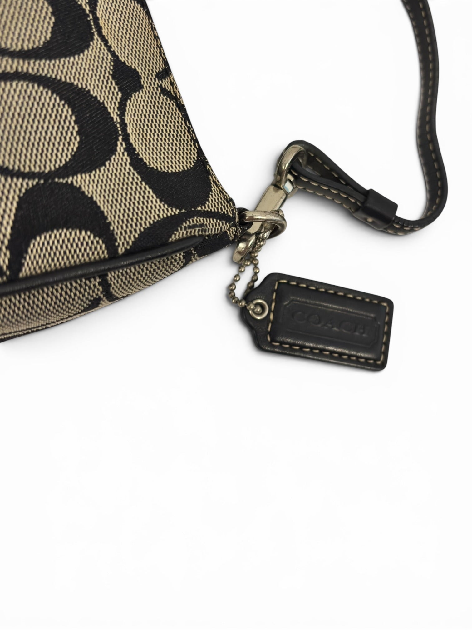 Coach Demi Signature Black / Grey Mini Canvas & leather Vintage Shoulder Bag