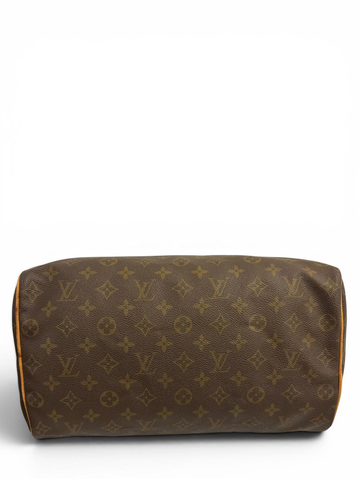 Louis Vuitton Speedy 35 Monogram Canvas & Leather Made In France Top Handle Boston Handbag