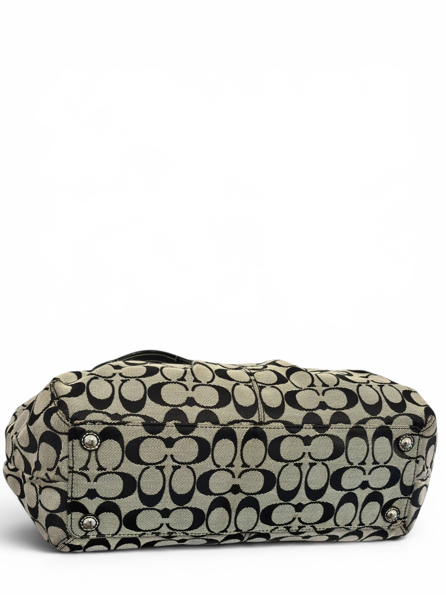 Coach Black & grey Soho Signature Pleated Canvas & Patent Leather Vintage Tote Shoulder Bag