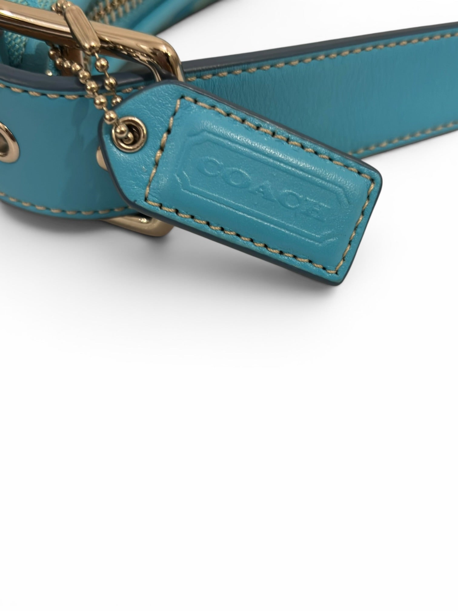 Coach Rare East West Blue Turquoise Signature
Baguette Vintage 6371 Shoulder Bag