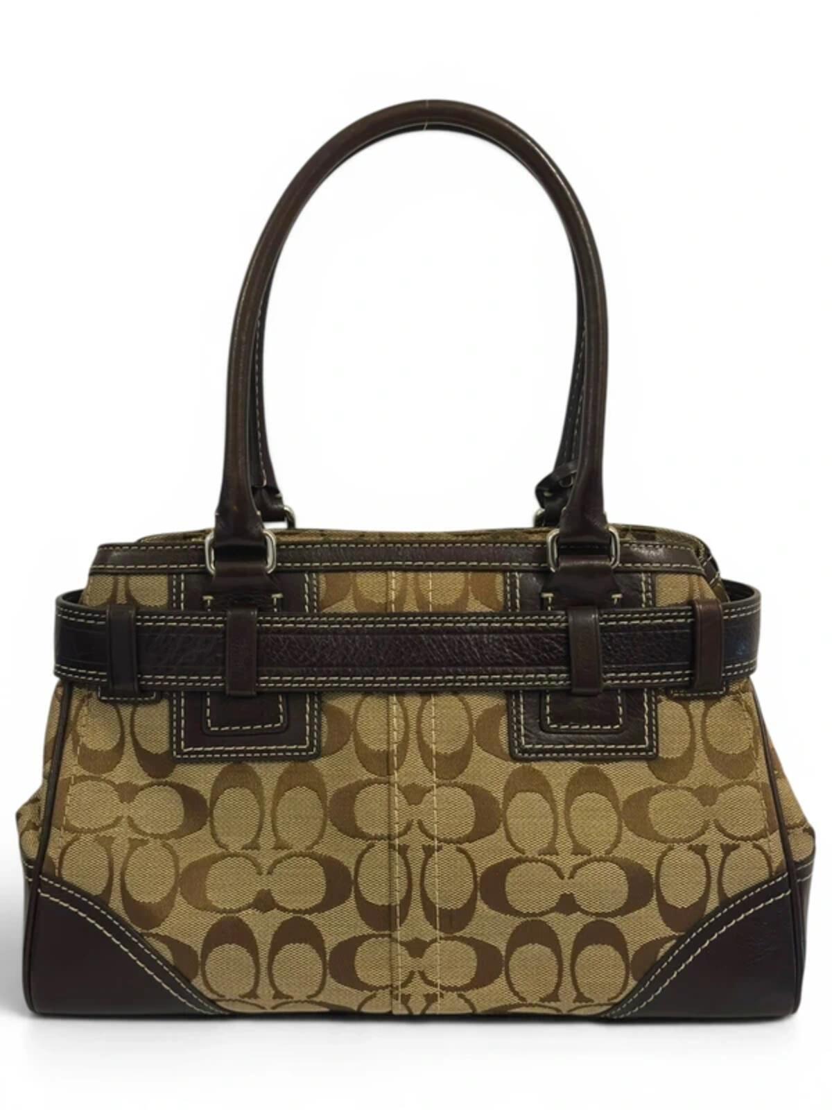Coach Hampton Signature Canvas & Leather Tassle Brown Vintage Tote Shoulder Bag