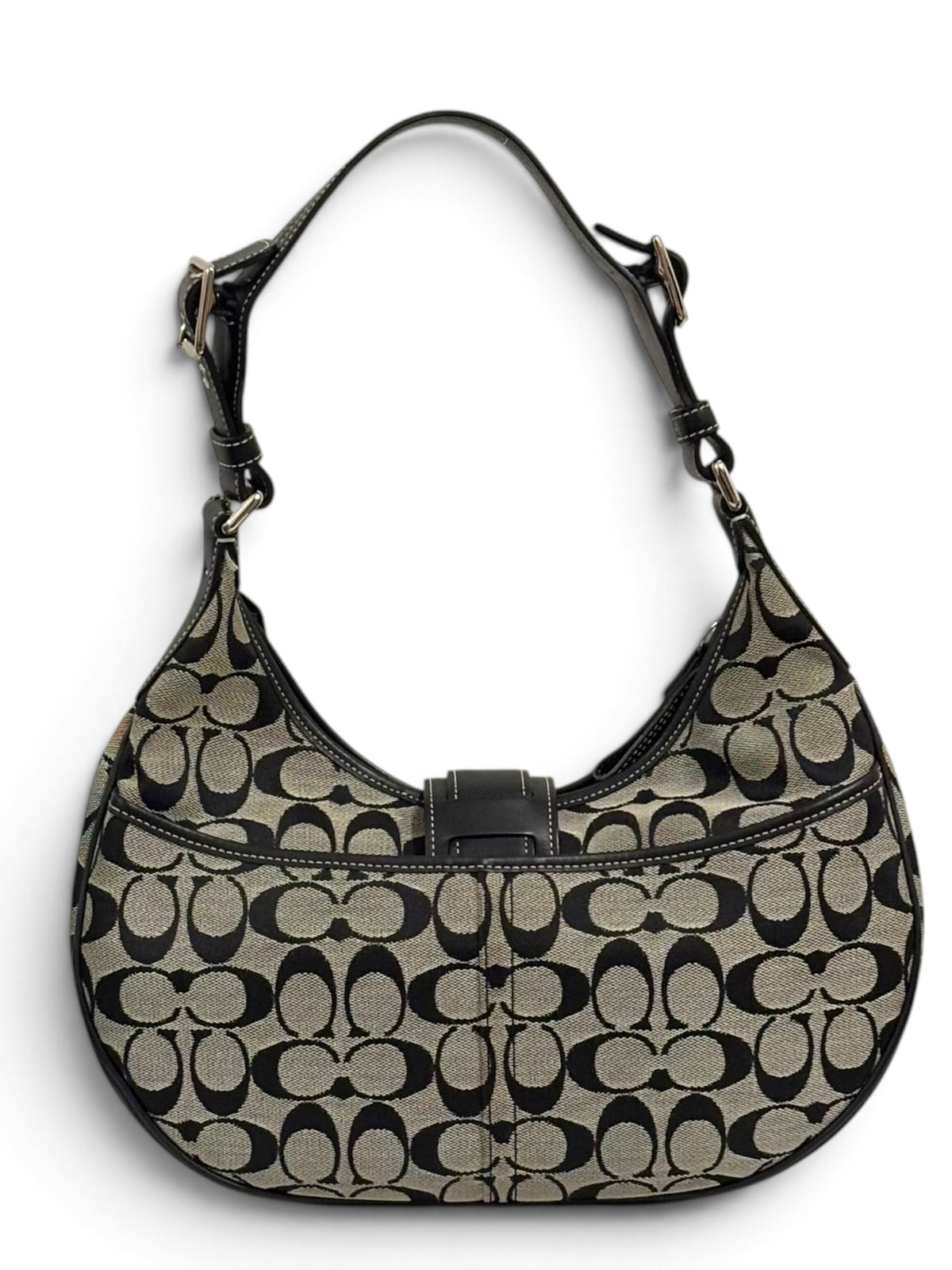 Vintage Coach Soho Bag 6363 Signature Black Grey Hobo Shoulder Bag