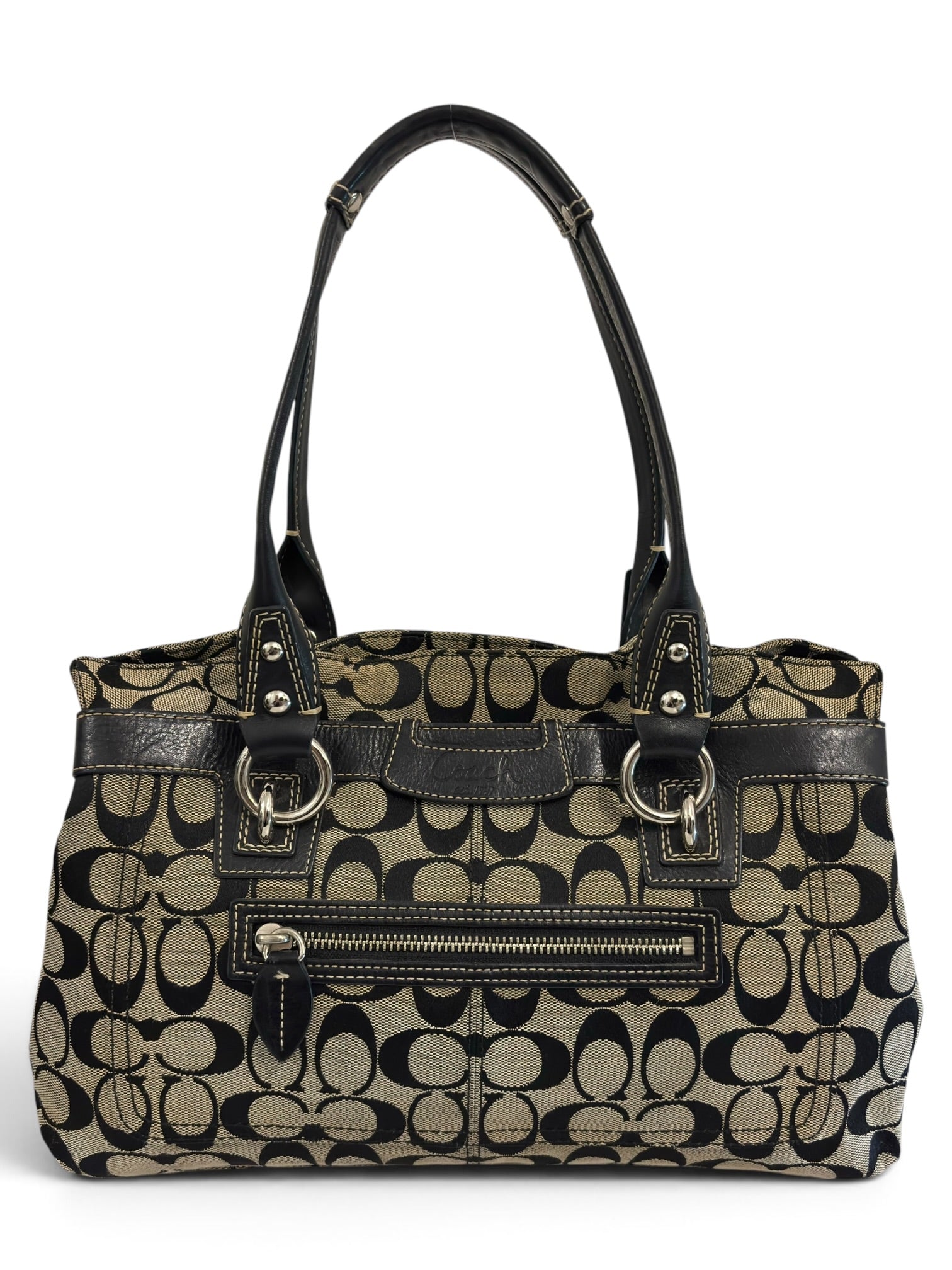 Vintage Coach Penelope Signature Canvas Tote Bag
Black & Beige Shoulder Bag F14696