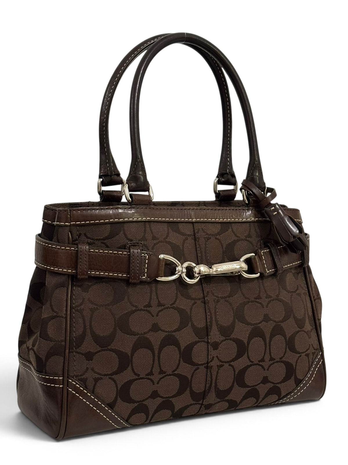 Vintage Coach Hamptons Bag FS8K06 Signature Chocolate Brown Tote