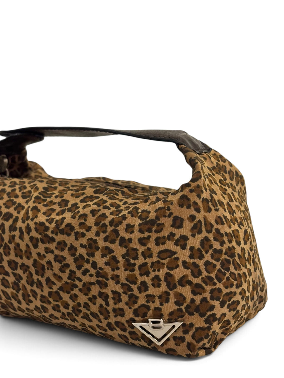 Vintage Bottega Veneta Bag Leopard Print Nylon Top Handle Vanity