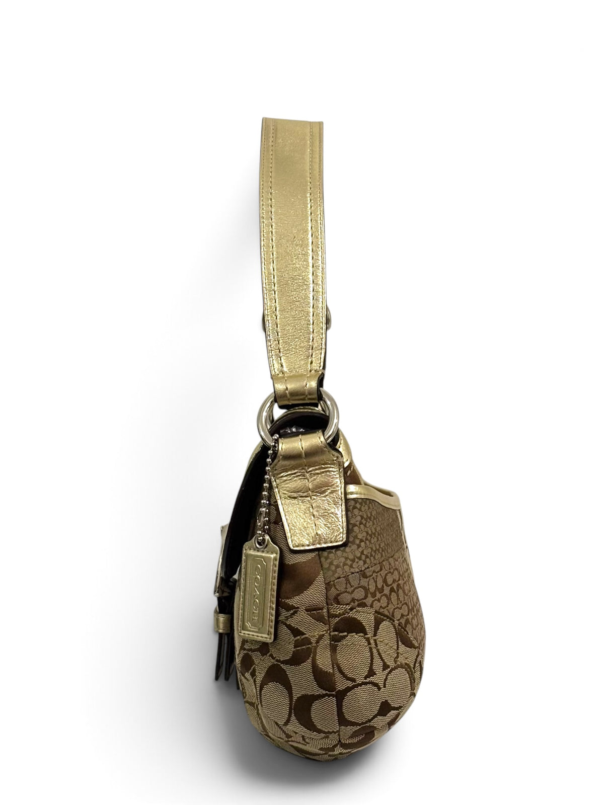 Vintage Coach Soho Bag F12316 Patchwork Signature Hobo In Brown & Gold