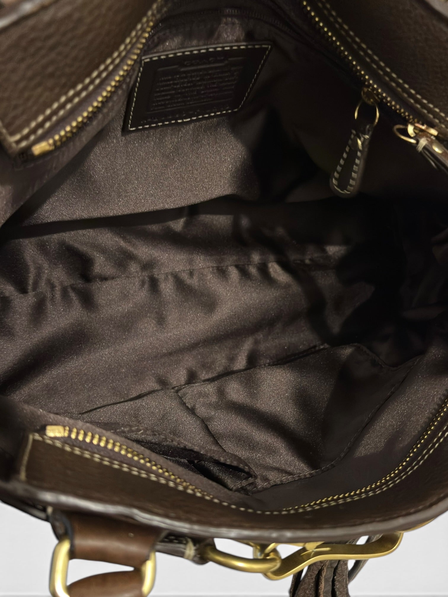 Coach Chocolate / Dark Brown Hampton Pebbled Leather Tote Shoulder Bag