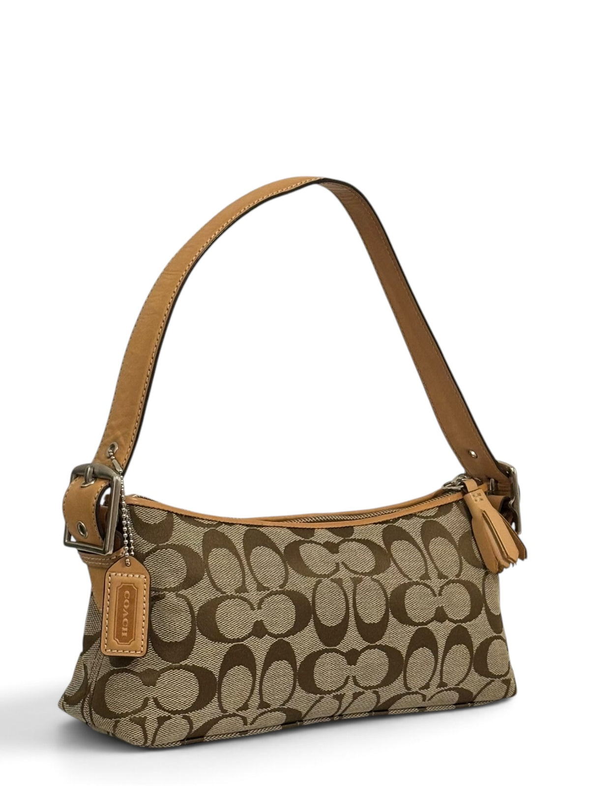 Vintage Coach Demi Baguette Bag 6371 East West In Signature Brown