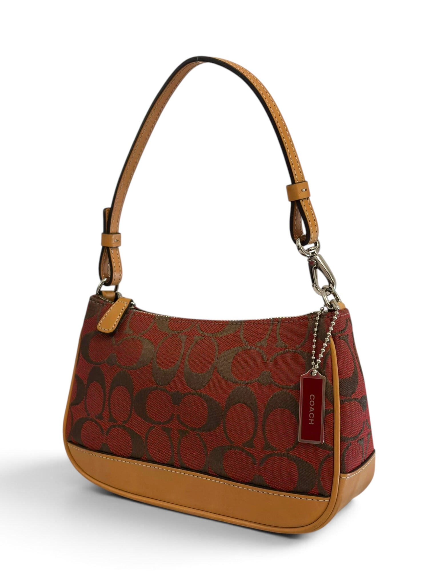 Vintage Coach Demi Bag Red Signature Canvas Shoulder Bag G1J-6094