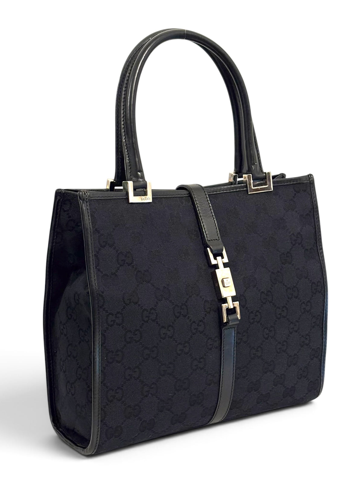 Vintage Gucci Jackie Tote Bag Black GG Canvas 002 1065 3444