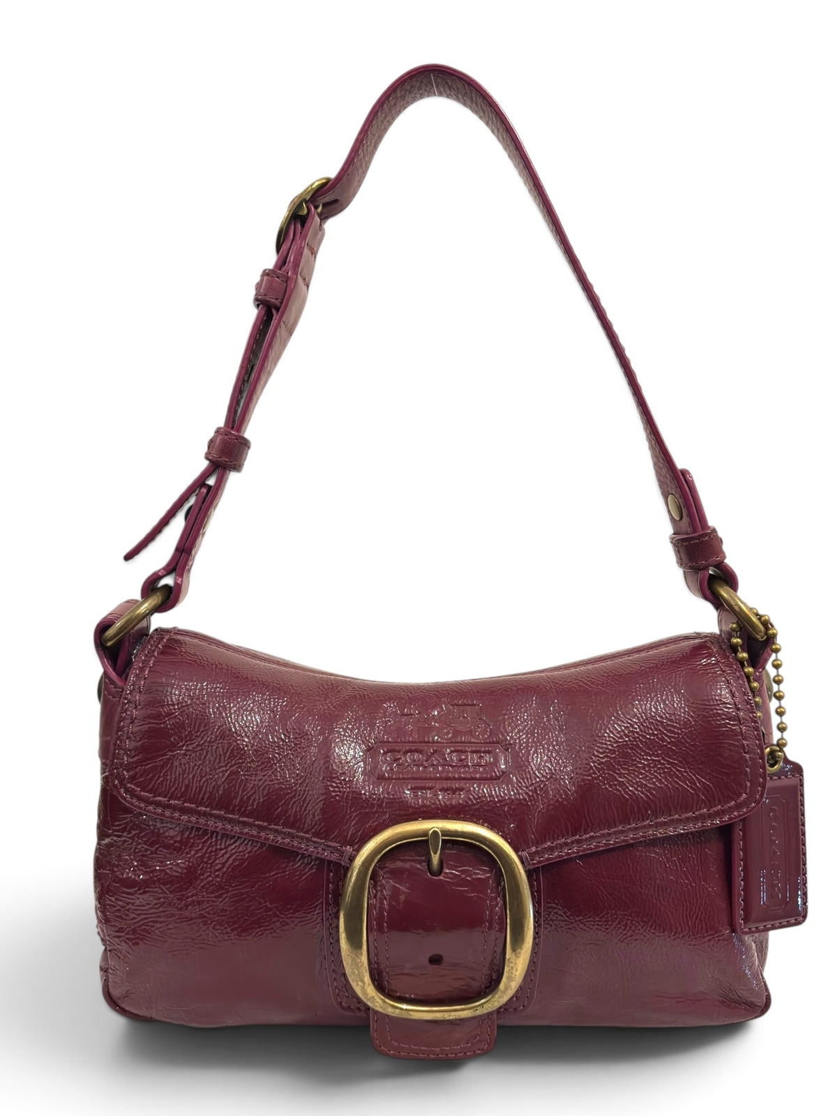 Vintage Coach Soho Bag Bleecker 12372 In Patent Leather Burgundy