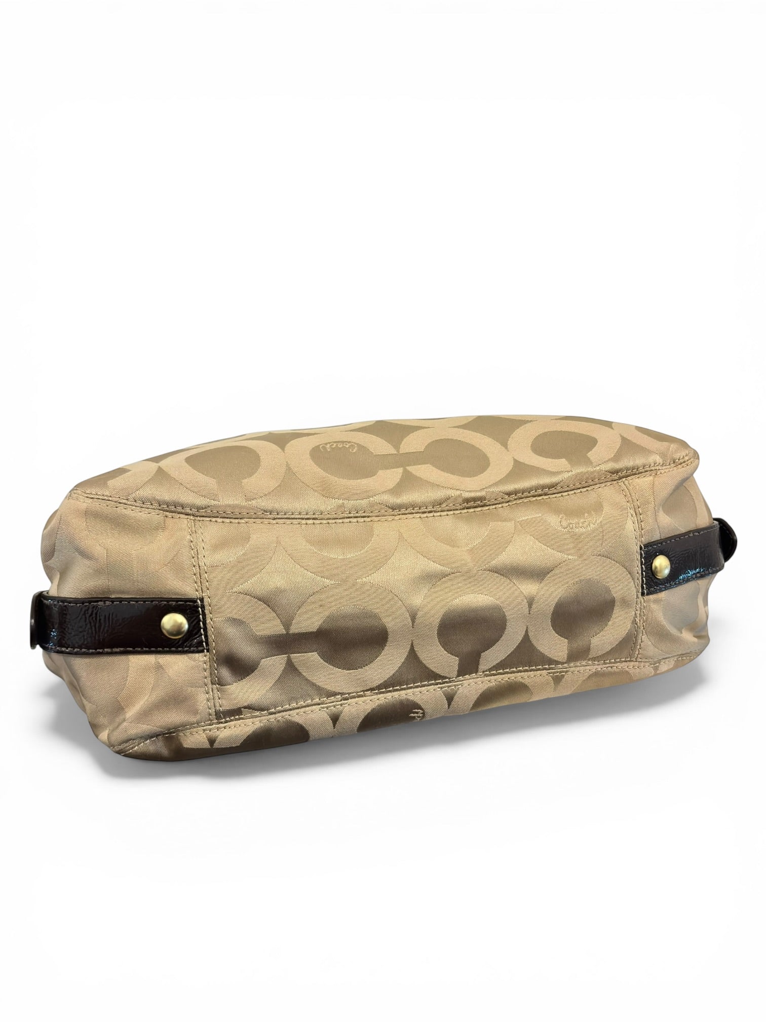 Coach Madison OP Art Sateen Maggie Brown Beige Canvas & Leather Signature Hobo Shoulder Bag