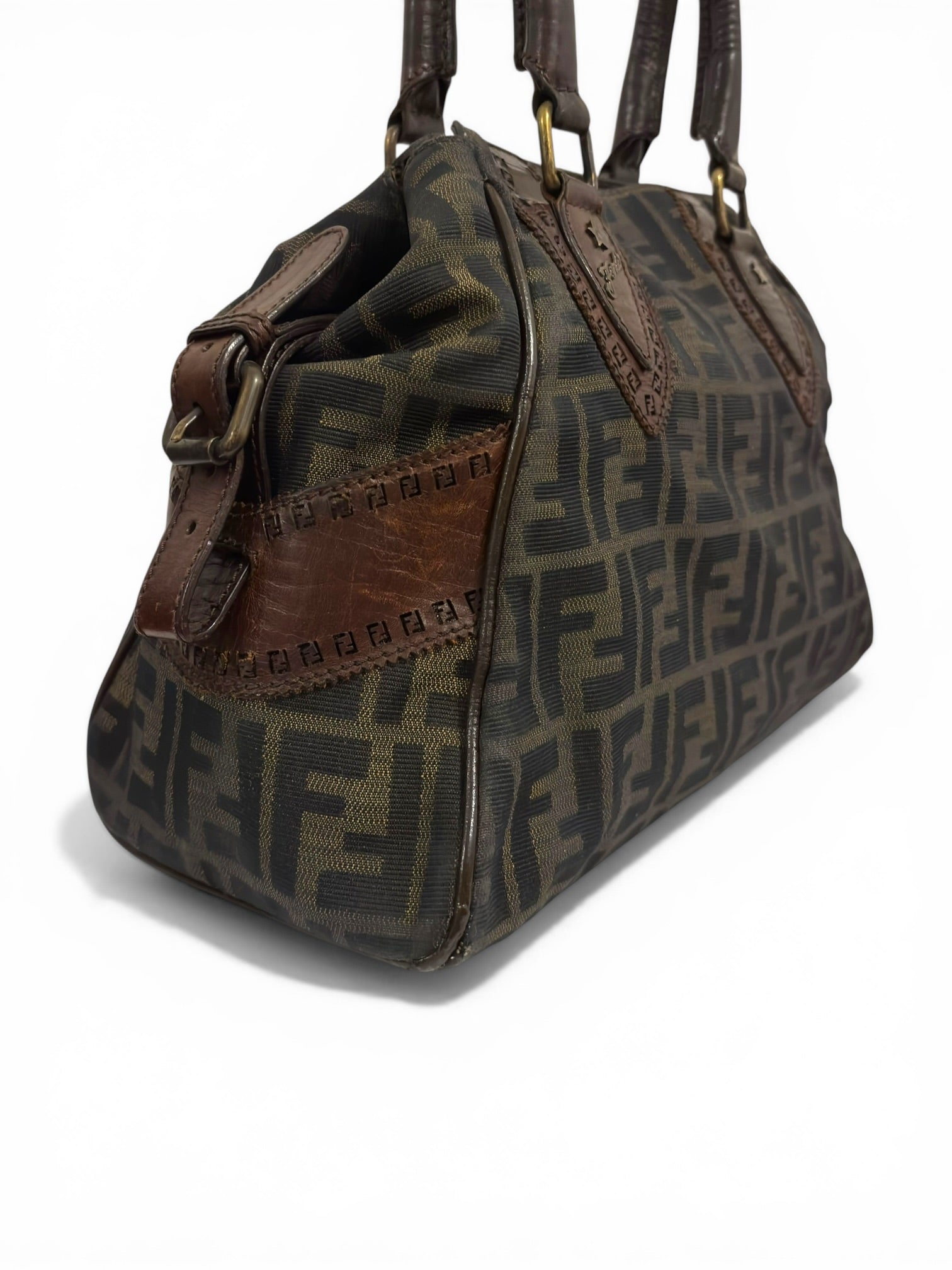 Fendi Brown Monogram Zucca Medium Du Jour
Etniko Canvas & Leather Tote Shoulder Bag