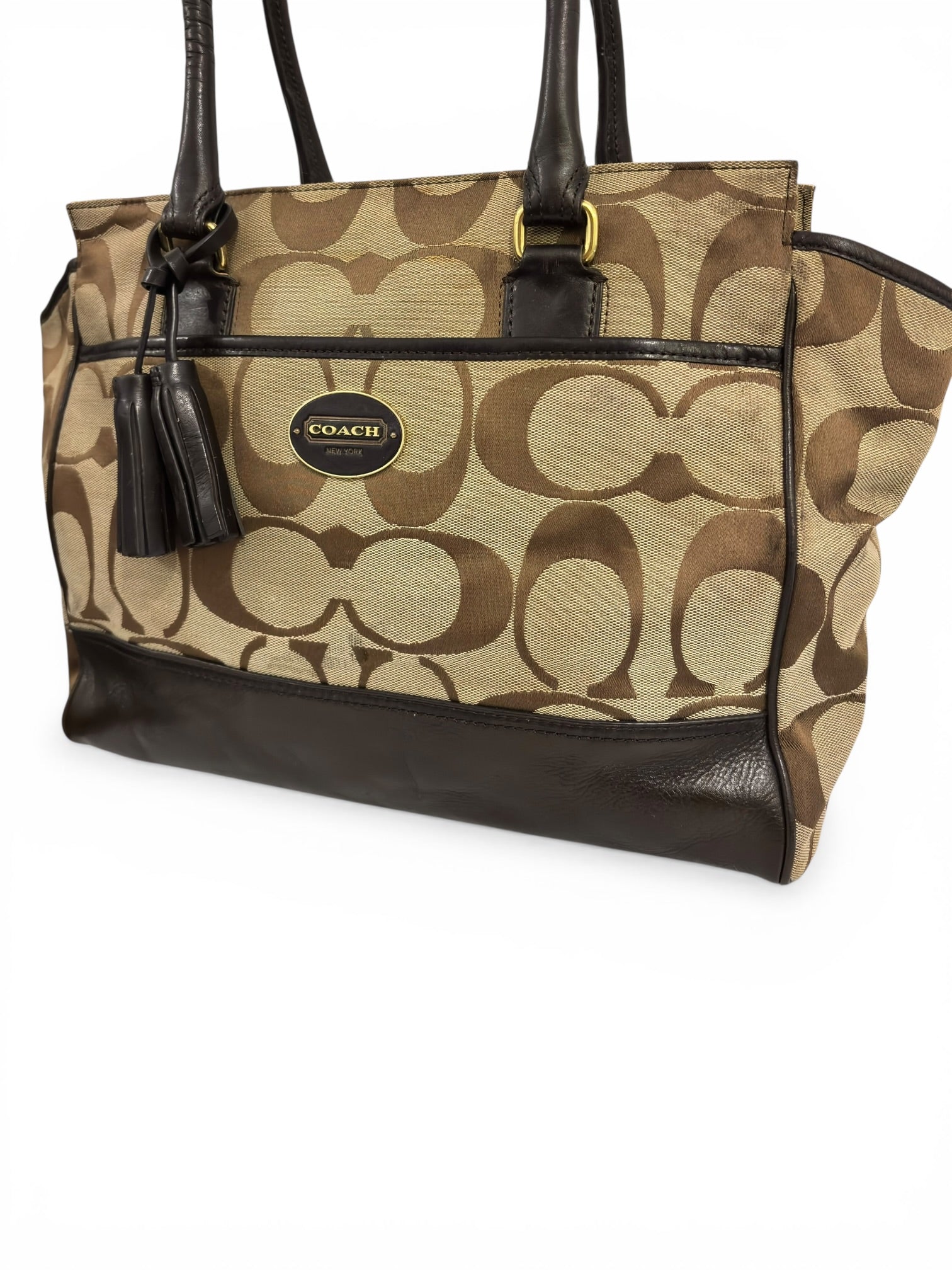 Coach Brown Beige Candace Legacy Signature Canvas & Leather Vintage Shoulder Bag