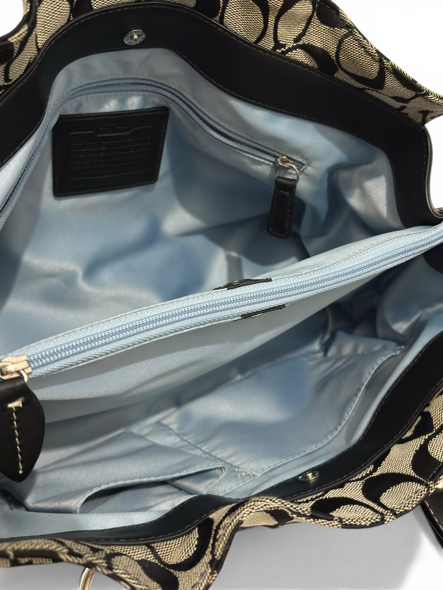 Coach Black & Grey Canvas Leather Penelope
Signature Tote Shoulder Bag