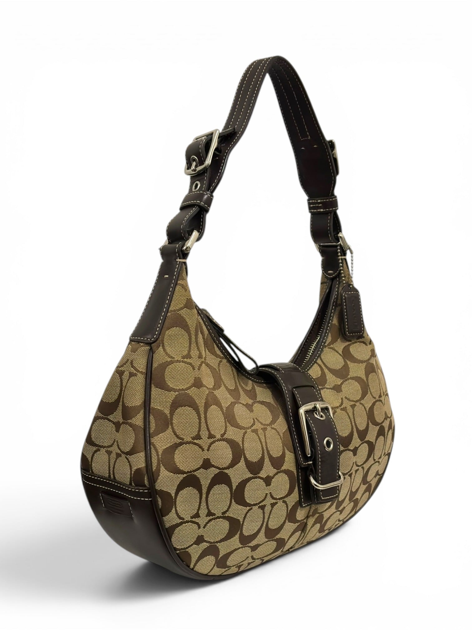 Coach Brown Signature Soho Buckle Crescent Half Moon Vintage Hobo Shoulder Bag