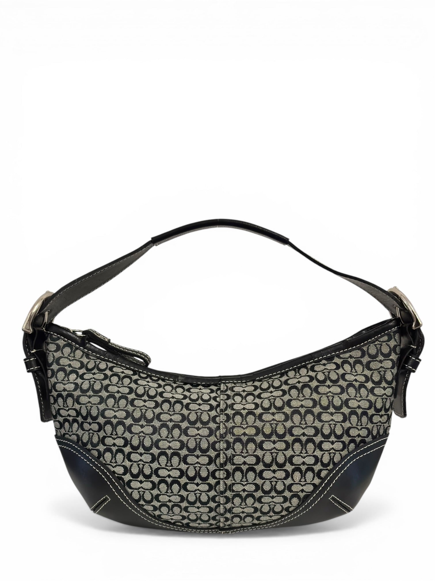 Coach Soho Black & Grey Signature Canvas & Leather Vintage Shoulder Bag
