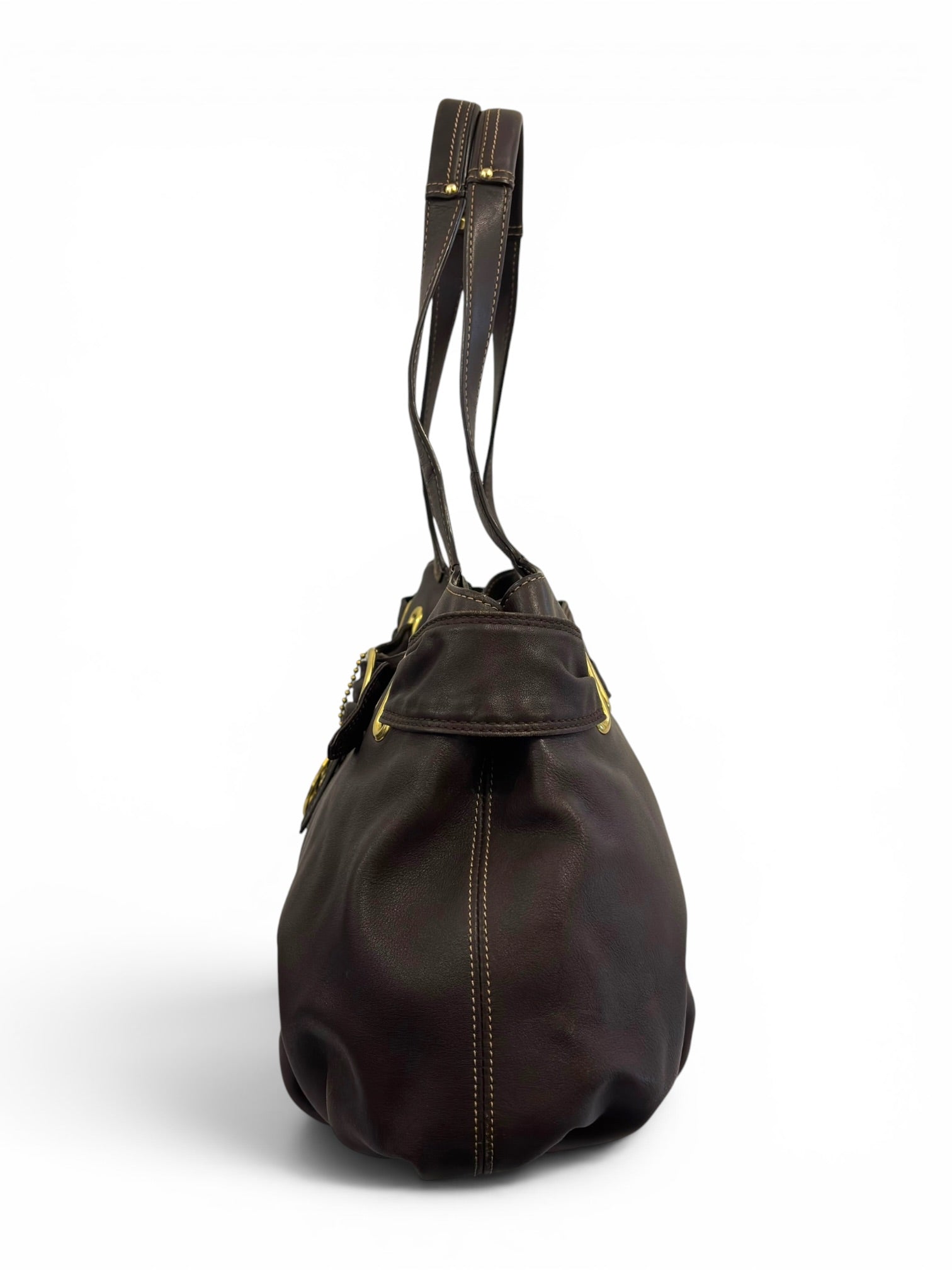 Vintage Coach Dark Brown Leather Soho Buckle
Shoulder Tote Bag 13885