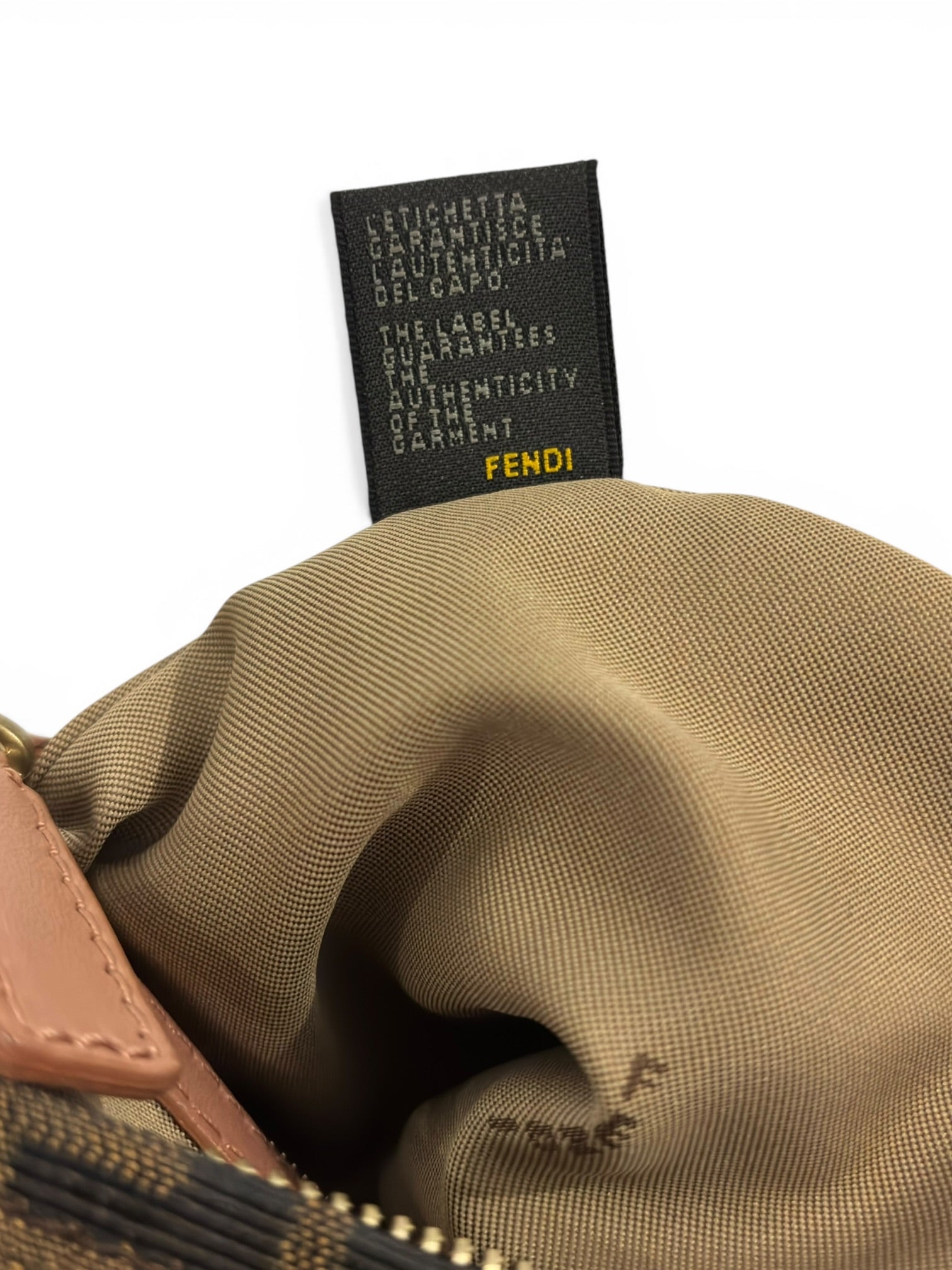 Fendi Brown & Pink Canvas & Leather Chef Zucca FF
Hobo Shoulder Bag