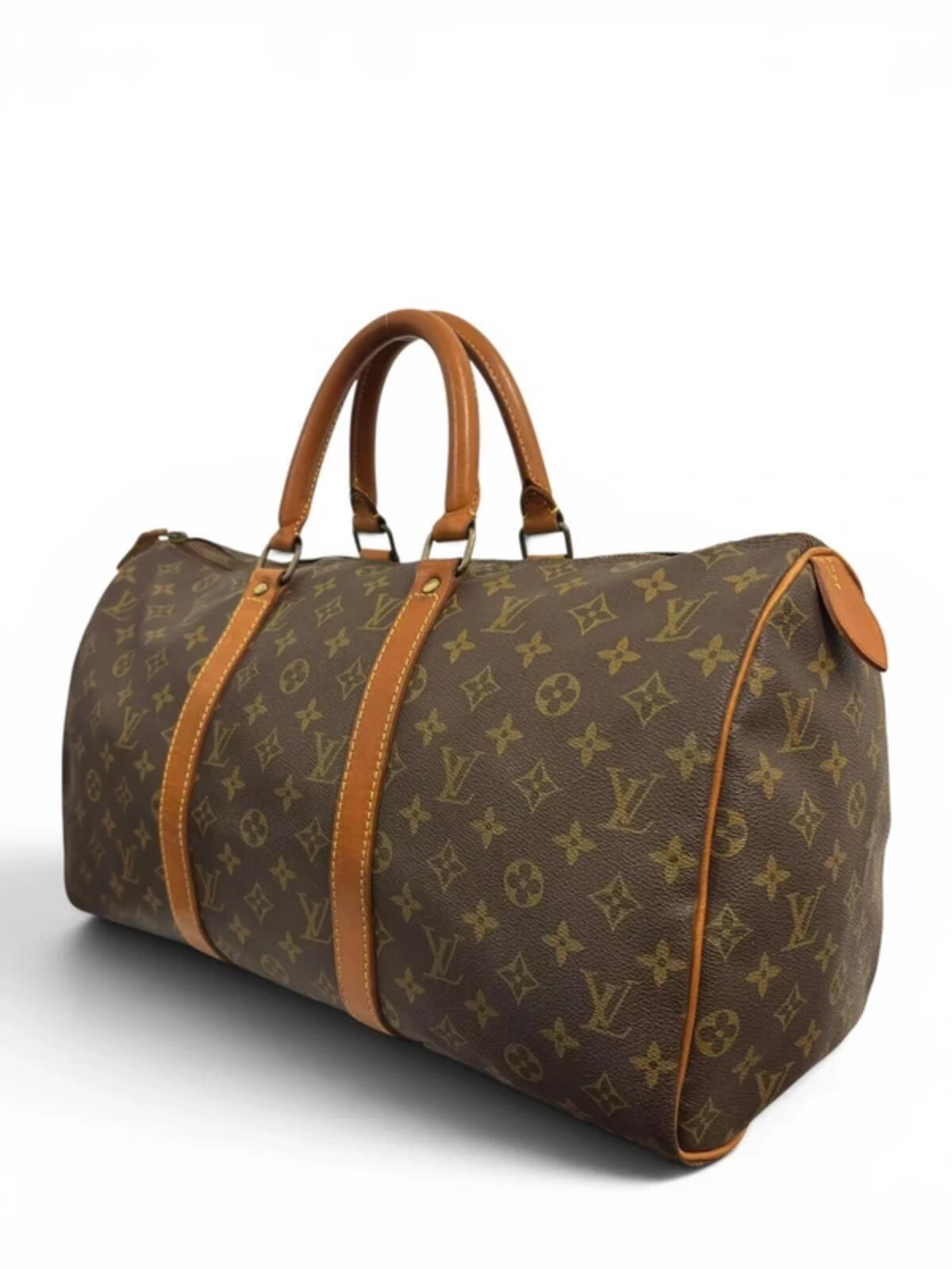 Louis Vuitton Keepall 45 Vintage Brown Monogram Eclair Zip Travel Boston Bag