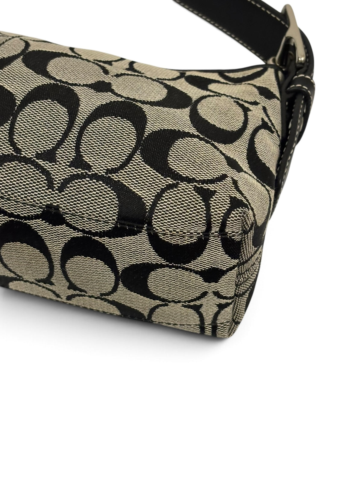 Vintage Coach Baguette Bag 6371 East West In Signature Black & Grey