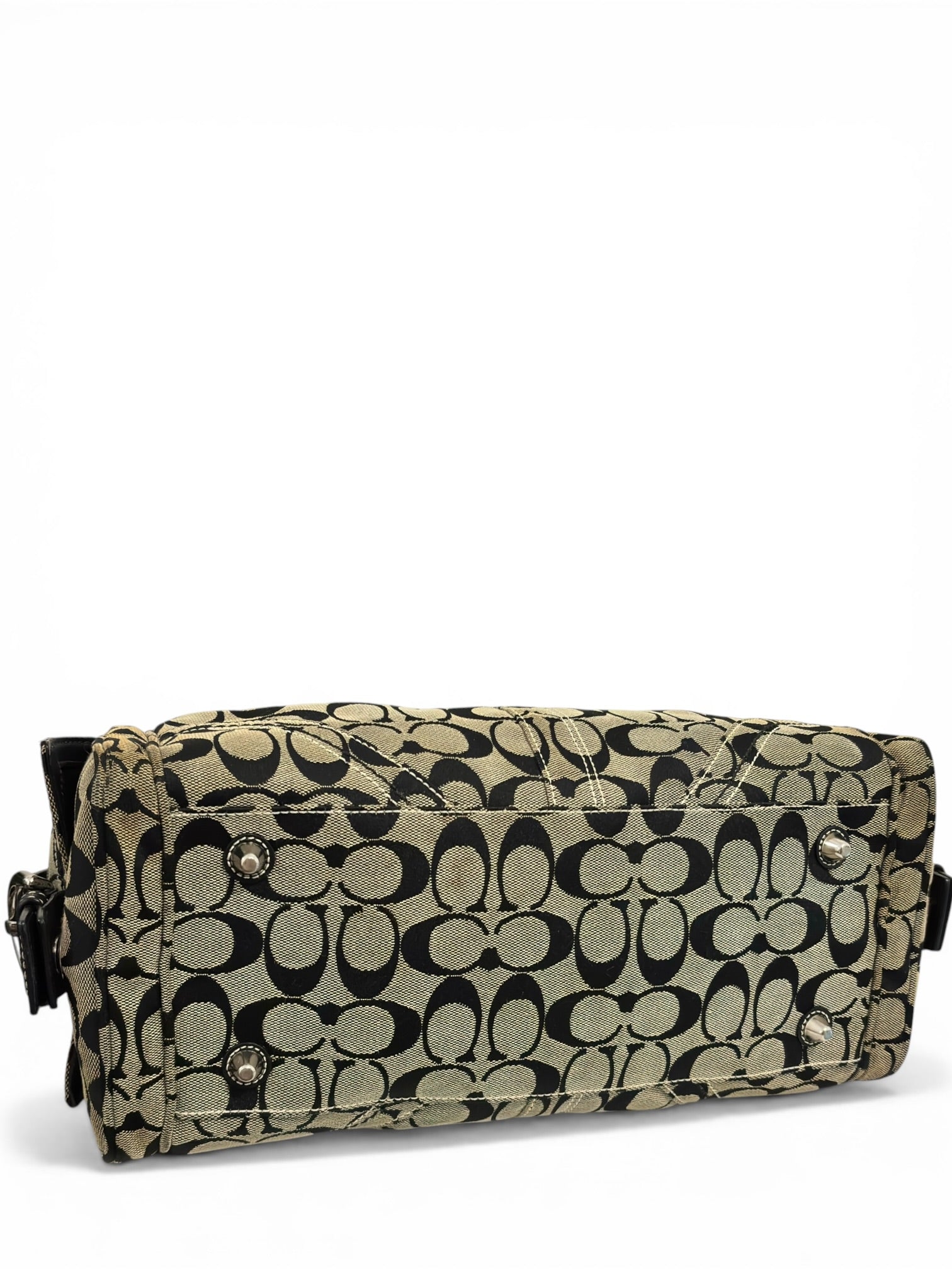 Coach Soho Black & Grey Signature Buckle Boston
Shoulder Bag