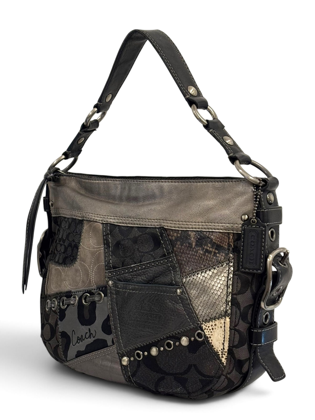 Vintage Coach Patchwork Bag 12901 Rare Zoe Hobo Bag In Black