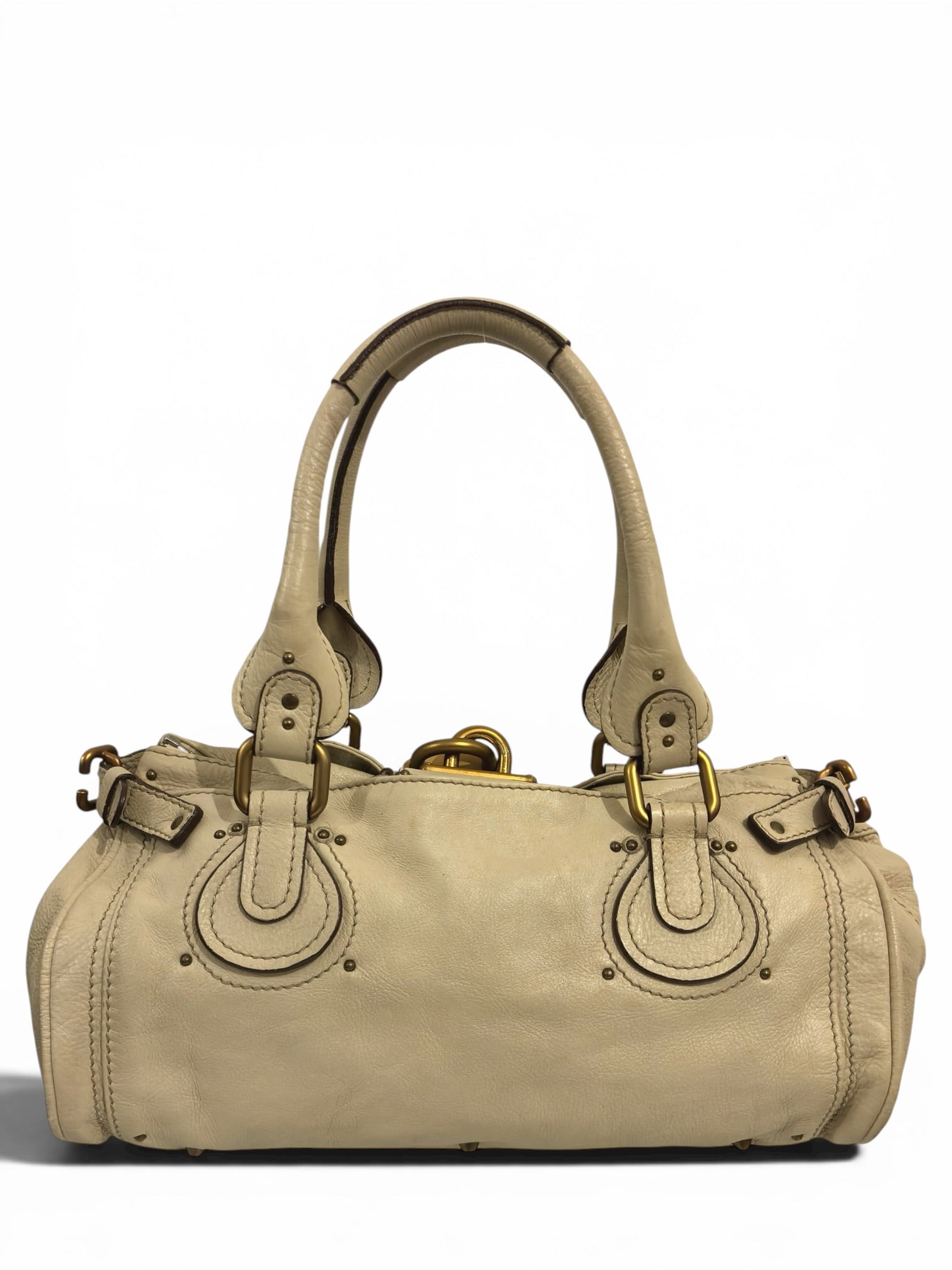 Chloe Beige / Cream Soft Leather Paddington Gold hardware Vintage Shoulder Bag