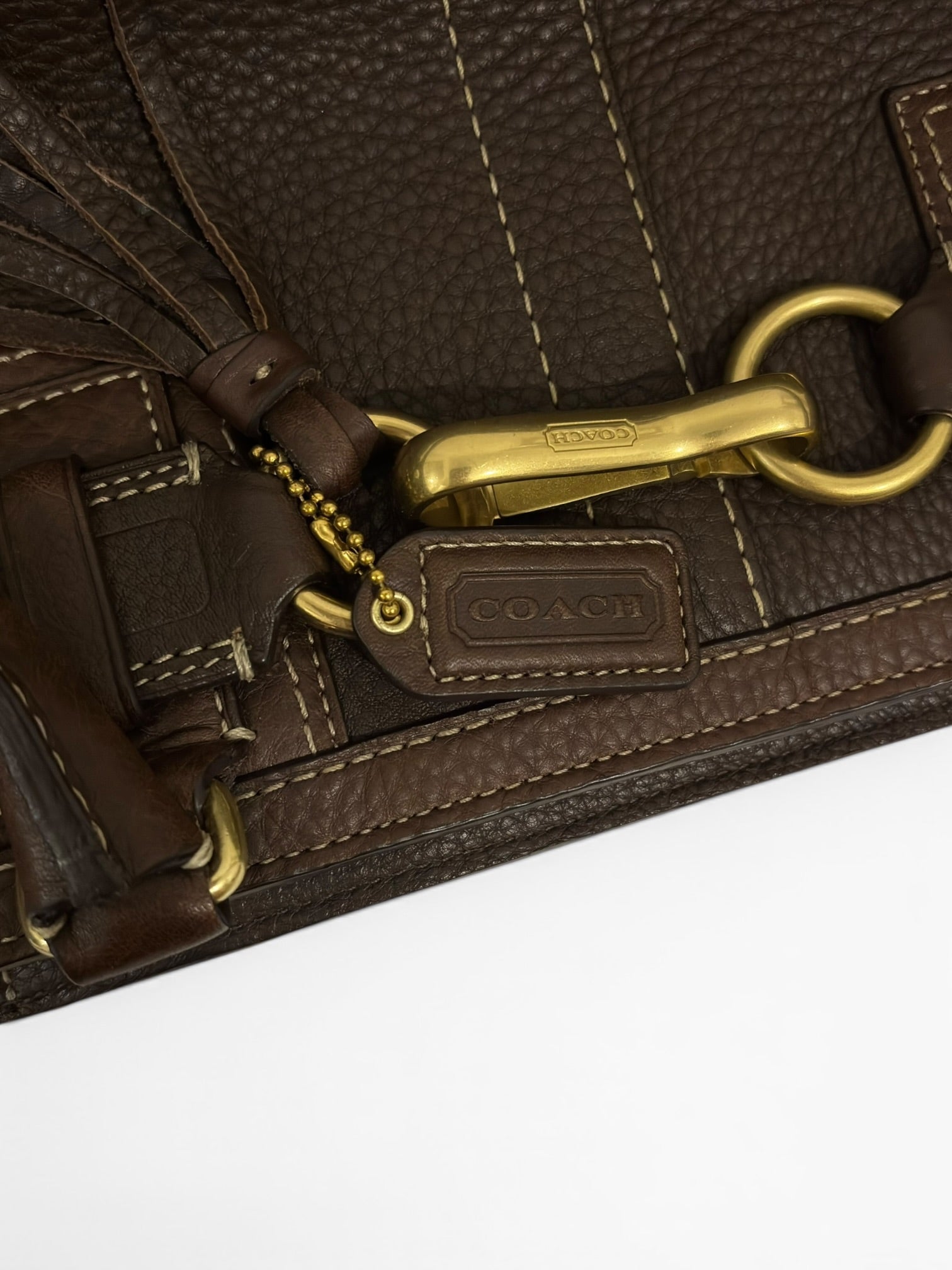 Coach Chocolate / Dark Brown Hampton Pebbled Leather Tote Shoulder Bag