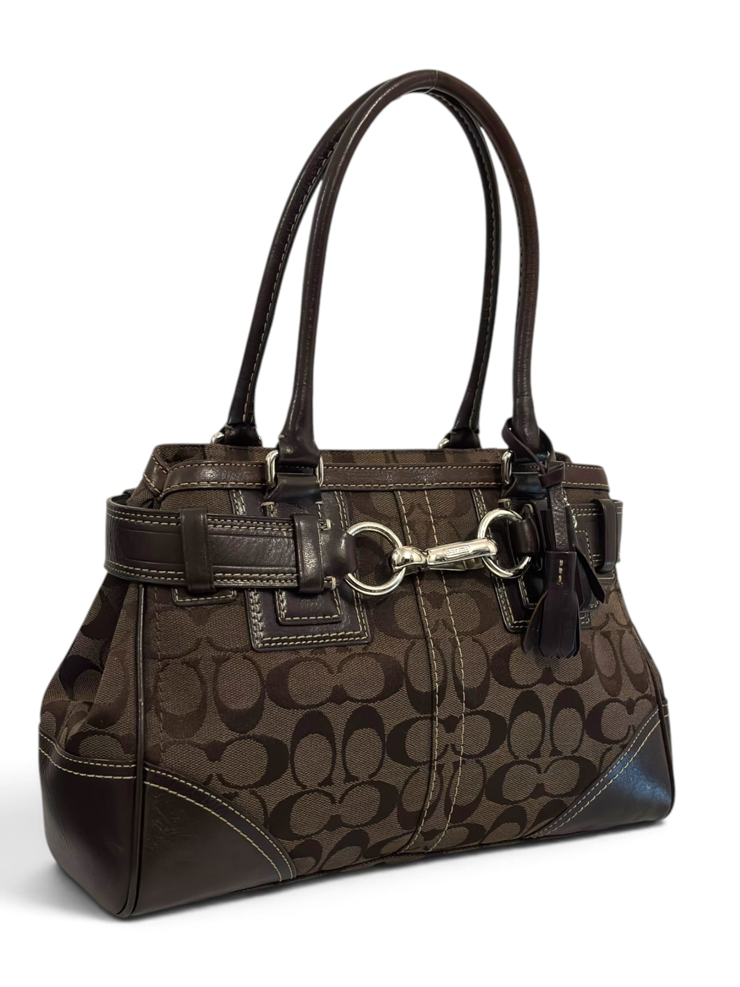 Vintage Coach Bag Hamptons 10245 Signature
Chocolate Brown Clip Tote