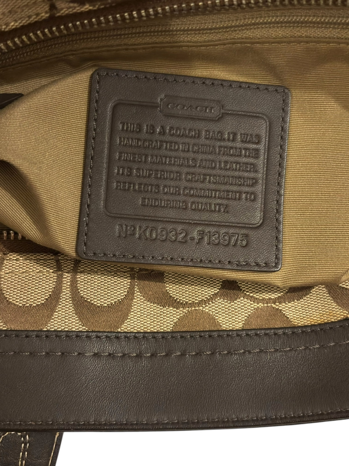 Vintage Coach Hamptons Signature Tote Bag F13975 In Brown