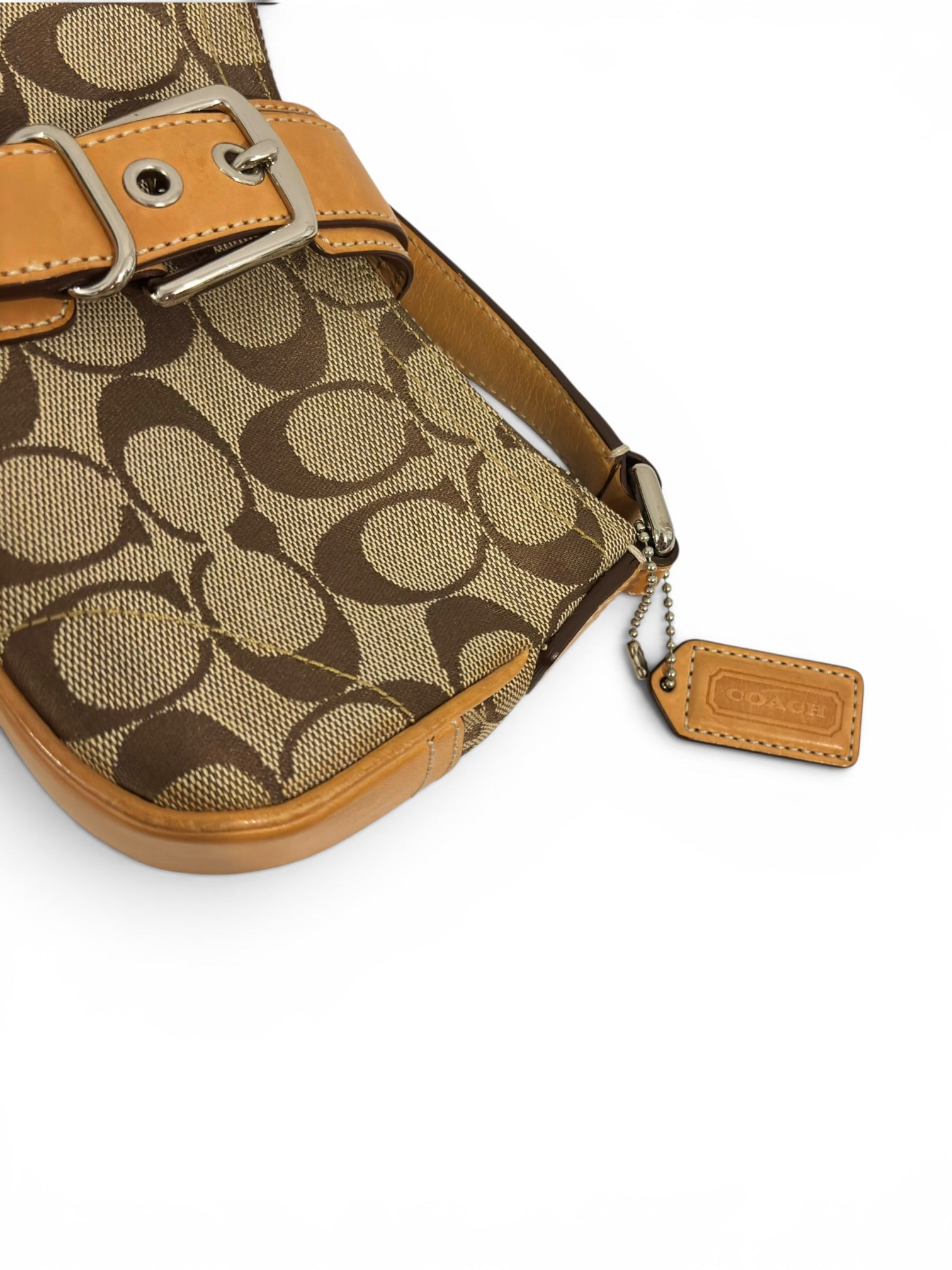 Coach Brown & Beige Tan Signature Mini Soho Demi Canvas & Leather Vintage Hobo Shoulder Bag