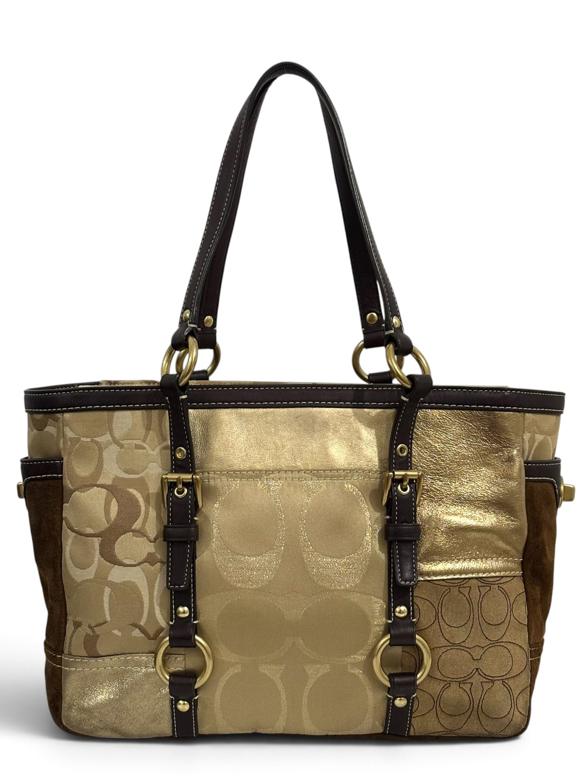 Vintage Coach Patchwork Bag 10388 Gold And Brown Tote