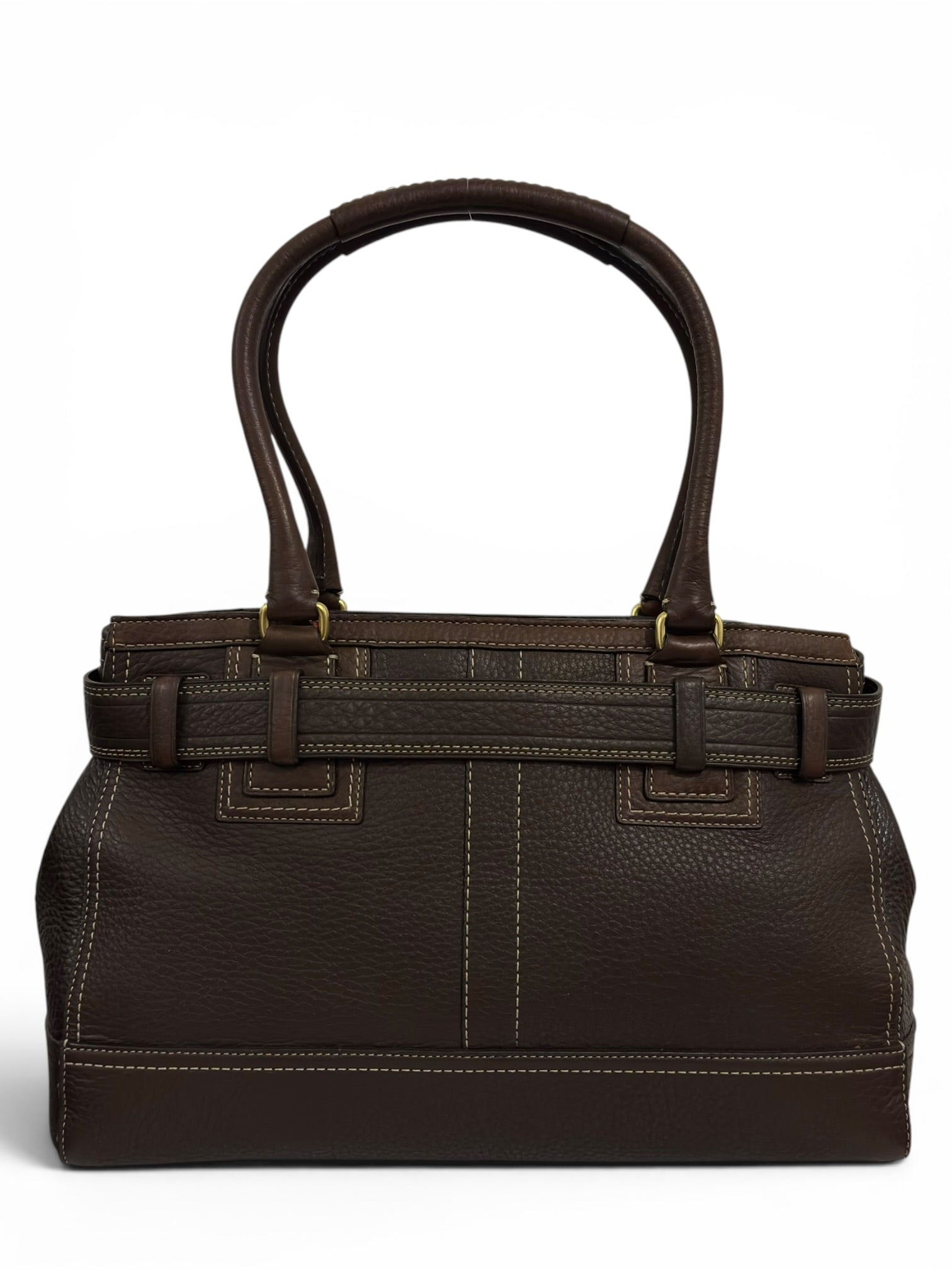 Coach Chocolate / Dark Brown Hampton Pebbled Leather Tote Shoulder Bag