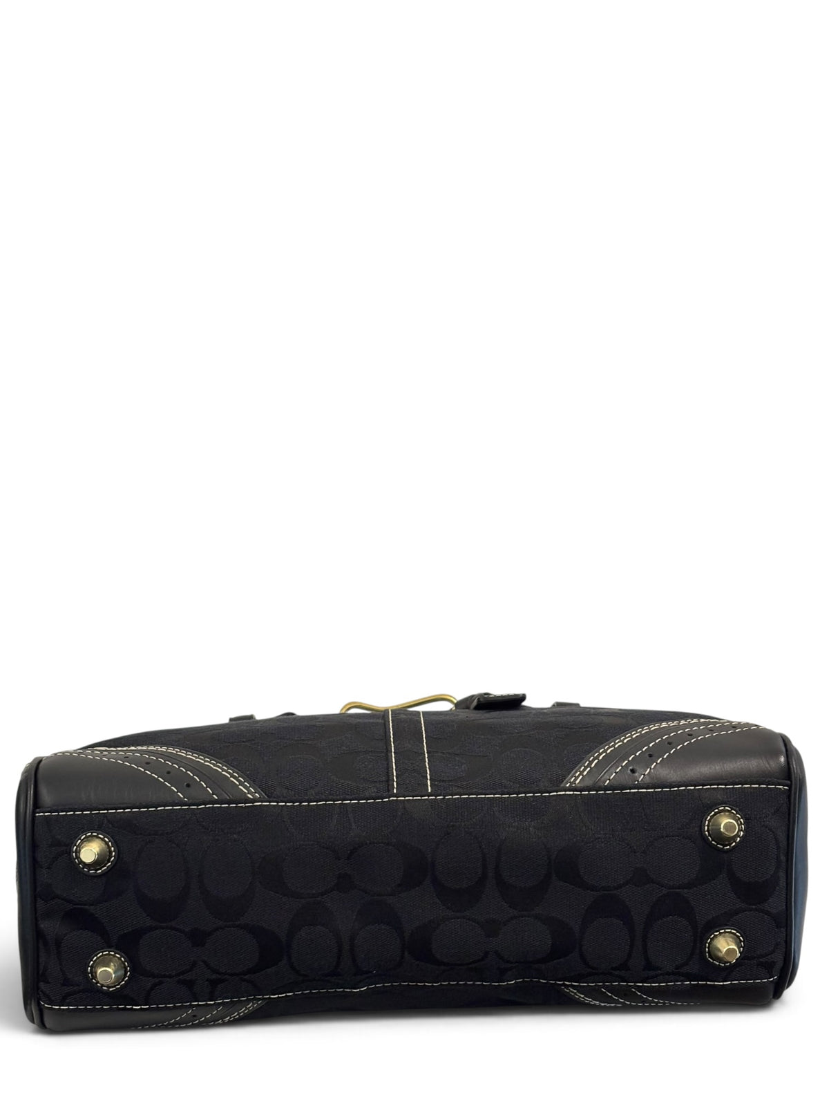 Vintage Coach Hamptons Bag F10507 Belted Black Signature Tote