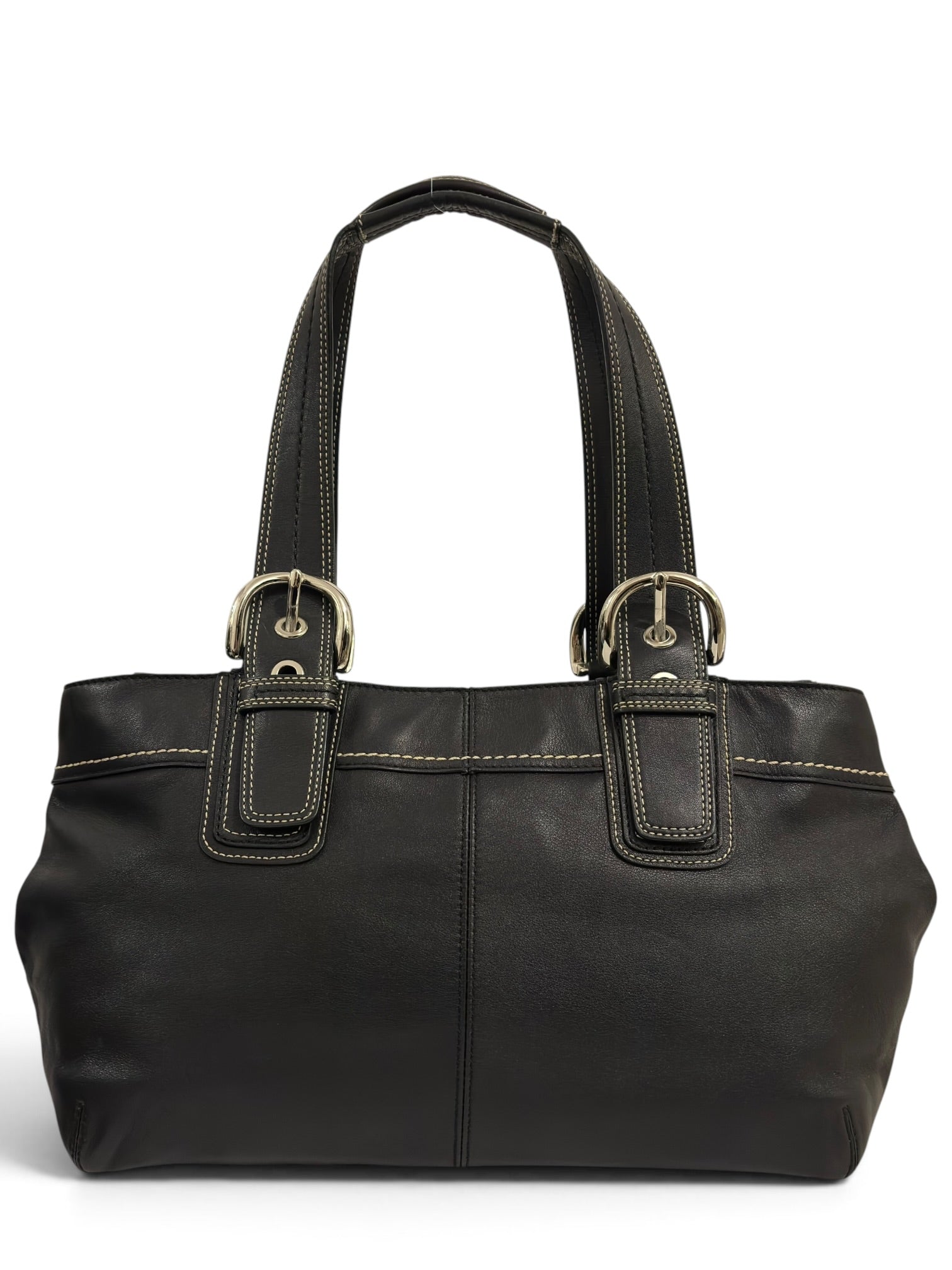 Vintage Coach Soho Bag Pleated Black Leather Tote F13732