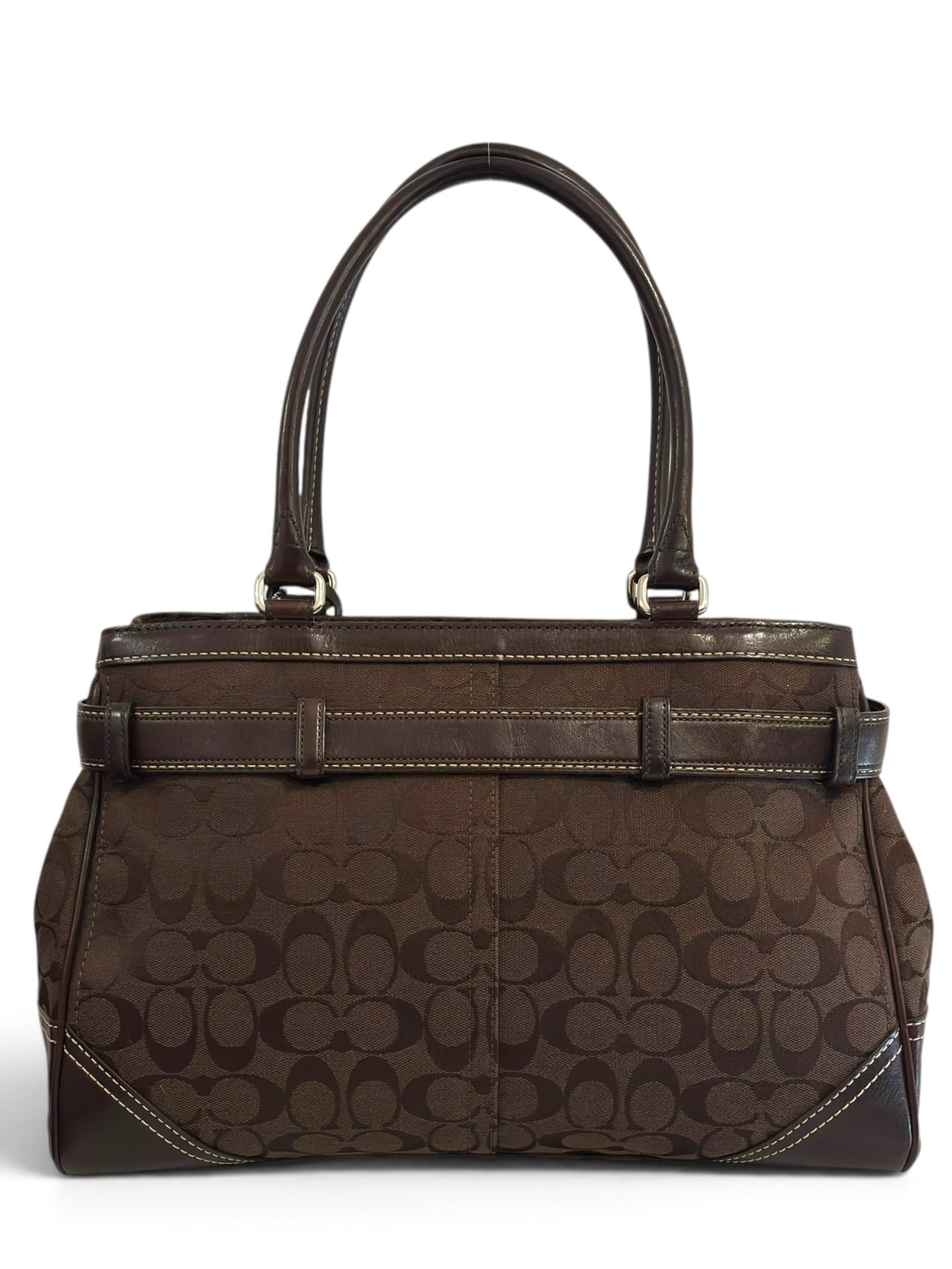 Vintage Coach Hamptons Bag Chocolate Brown Signature Canvas Shoulder Tote E05J-8K07